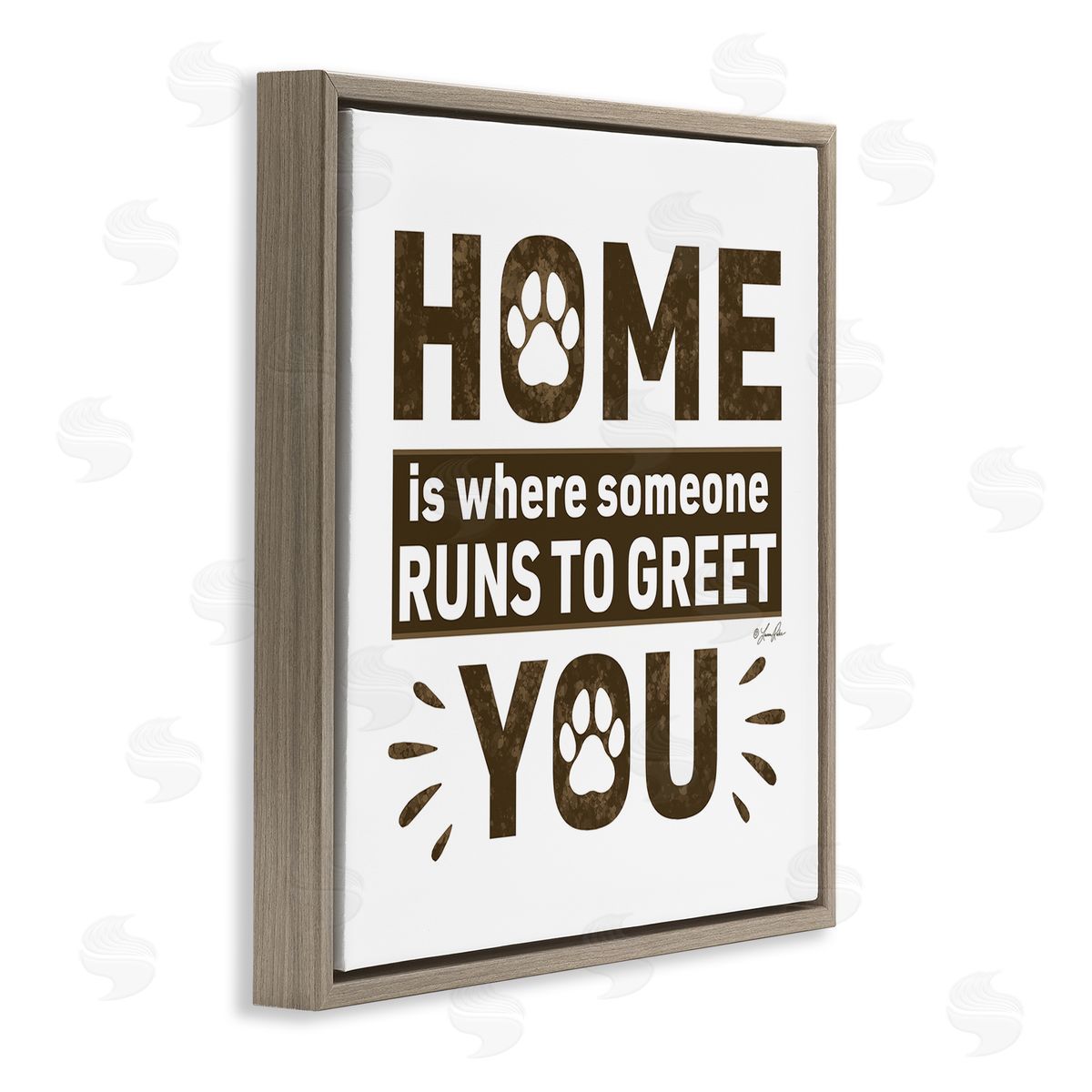 Heartwarming Pet Phrase Brown Floating Frame Canvas Wall Art, Home Decor by Lauren Rader