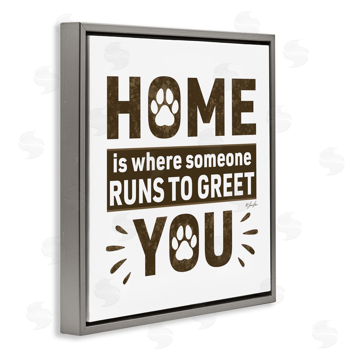 Heartwarming Pet Phrase Grey Floating Frame Canvas Wall Art, Home Decor by Lauren Rader