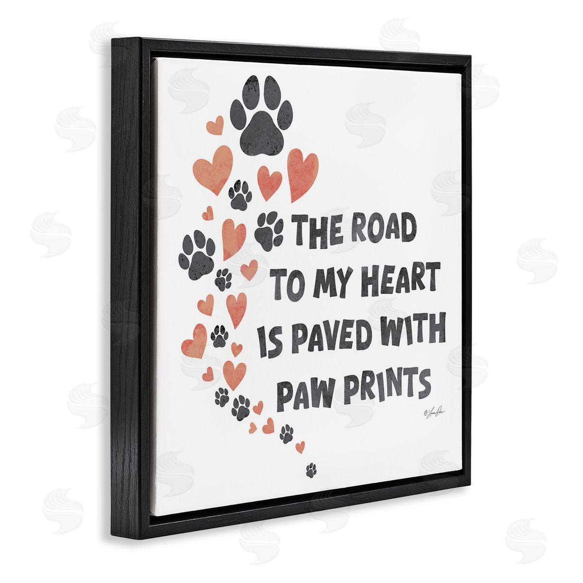 Road To My Heart Black Floating Frame Canvas Wall Art, Home Decor by Lauren Rader