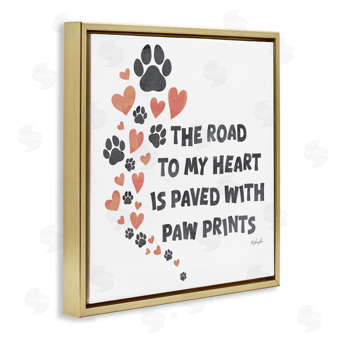 Road To My Heart Gold Floating Frame Canvas Wall Art, Home Decor by Lauren Rader