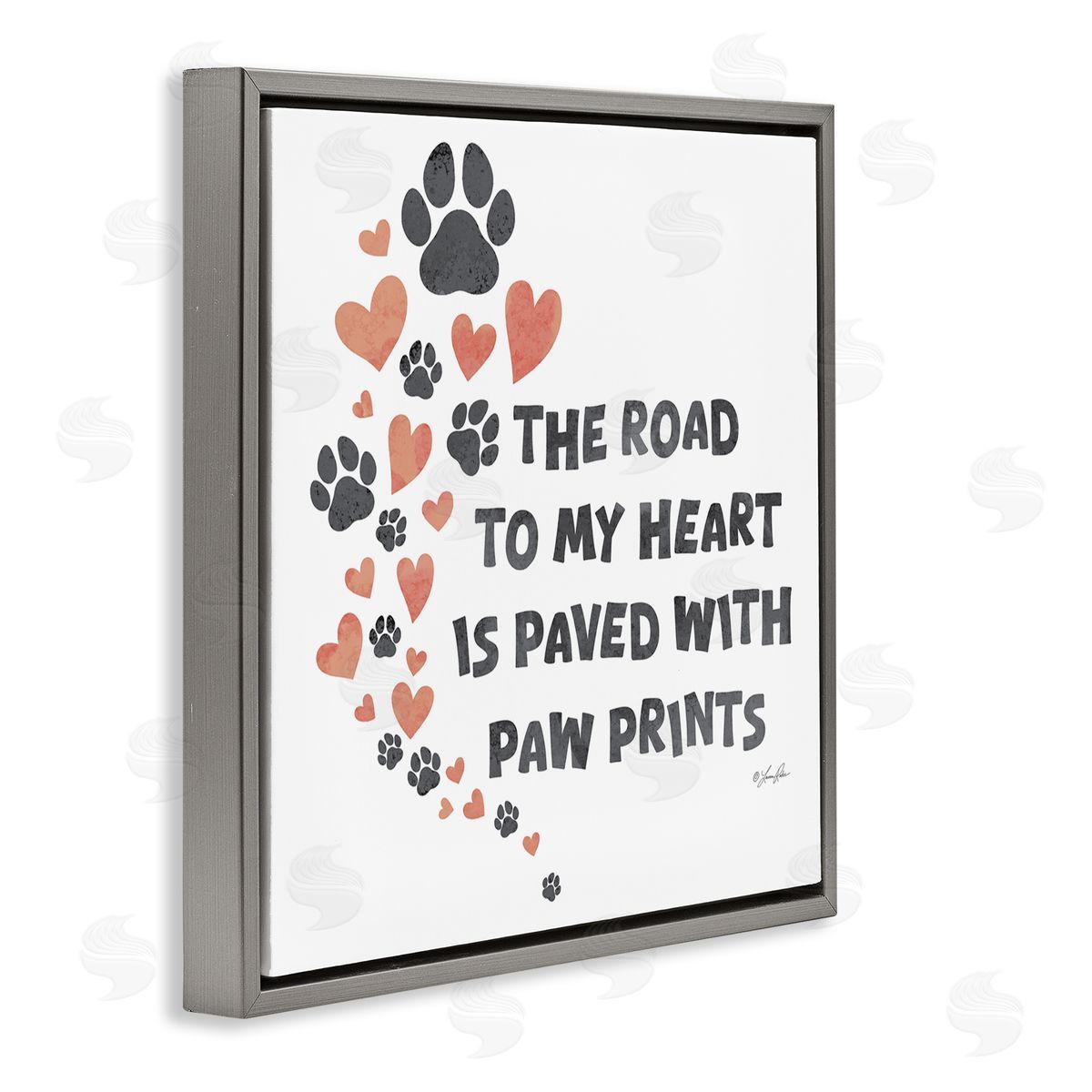 Road To My Heart Grey Floating Frame Canvas Wall Art, Home Decor by Lauren Rader