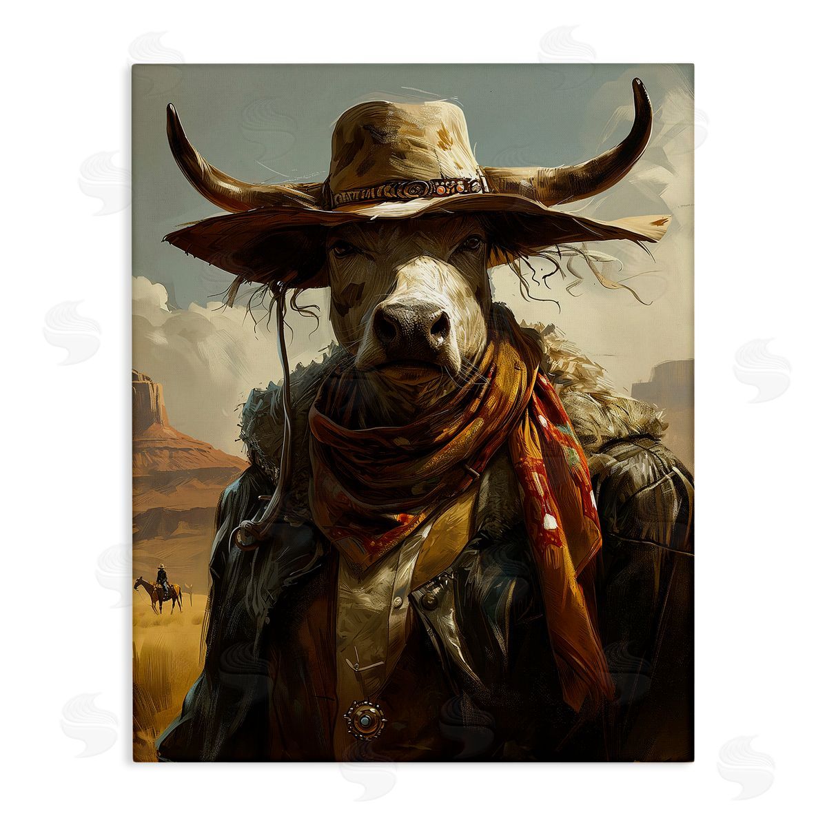 Rustic Cattle Cowboy Canvas Wall Art, Home Decor by Ray Heere
