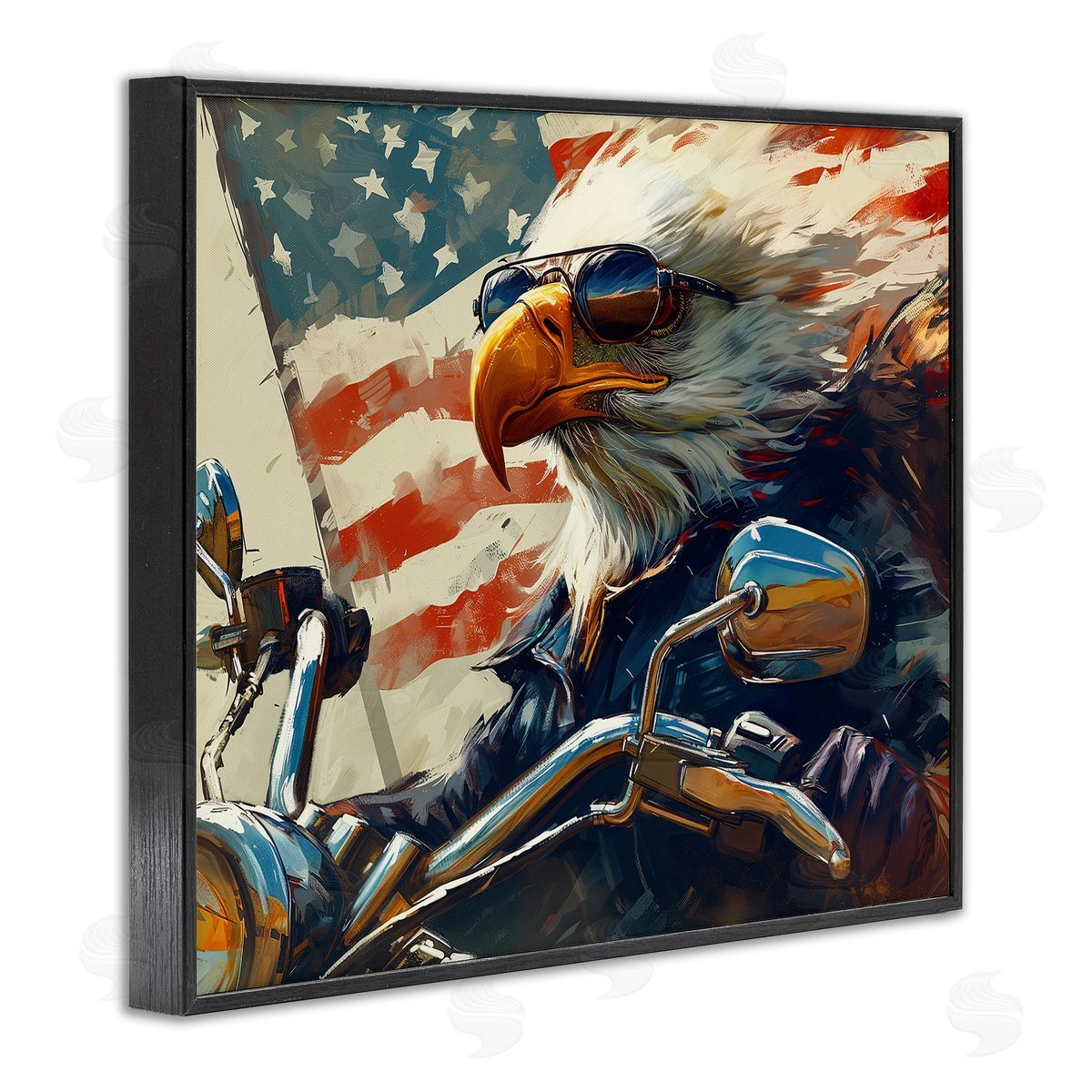 Patriotic Bald Eagle Black Frame Print Wall Art, Home Decor by Ray Heere