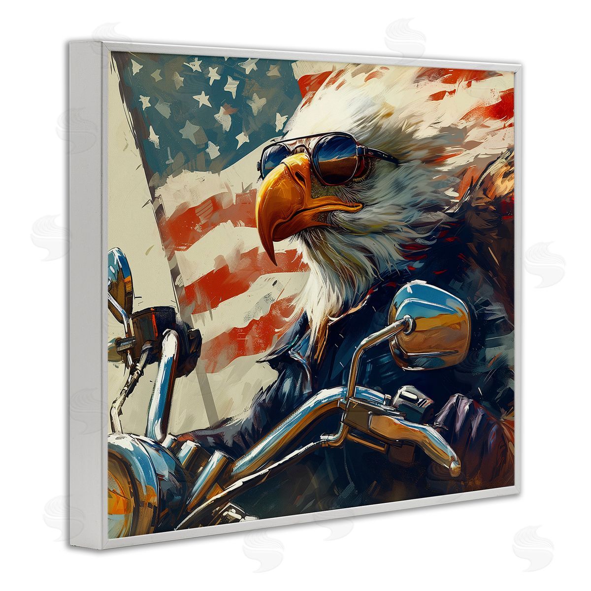 Patriotic Bald Eagle White Frame Print Wall Art, Home Decor by Ray Heere
