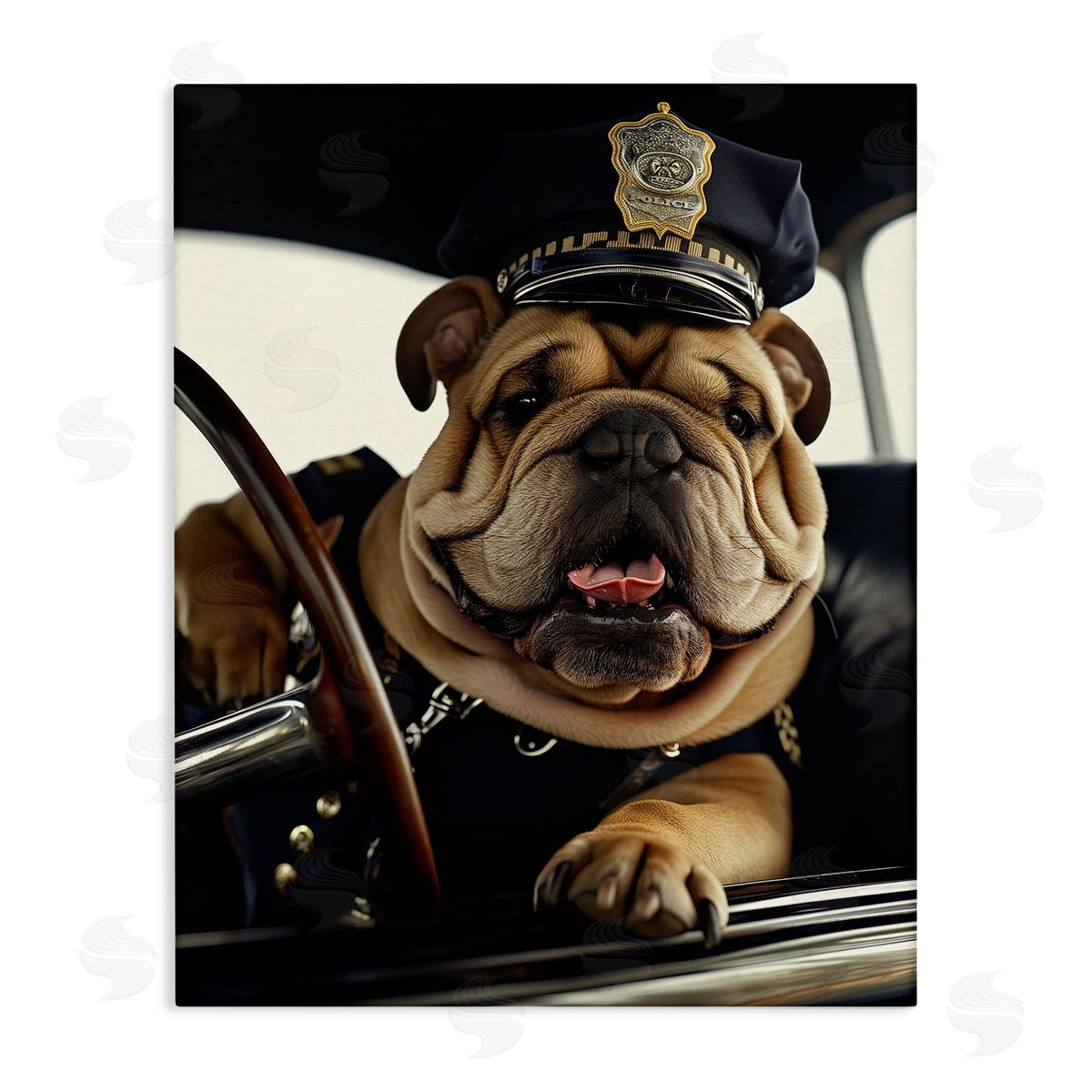Police Dog in Car Canvas Wall Art, Home Decor by Ray Heere