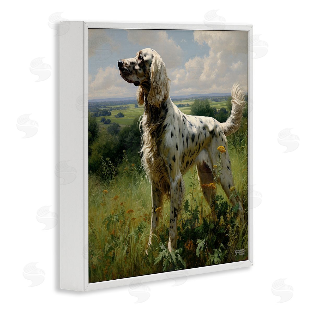 Dalmatian Dog in Countryside White Frame Print Wall Art, Home Decor by Roozbeh Bahramali