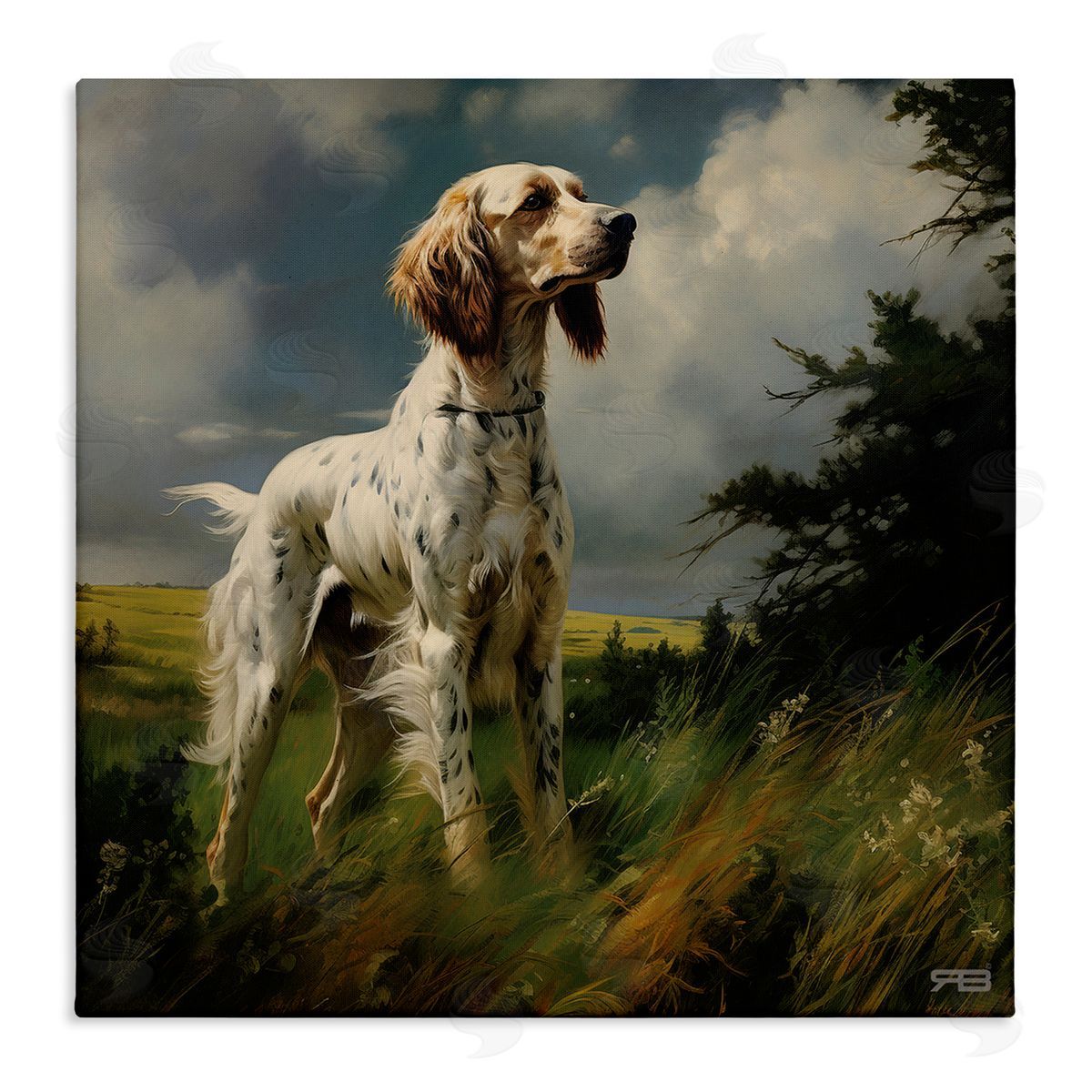 Windswept Country Dog Canvas Wall Art, Home Decor by Roozbeh Bahramali
