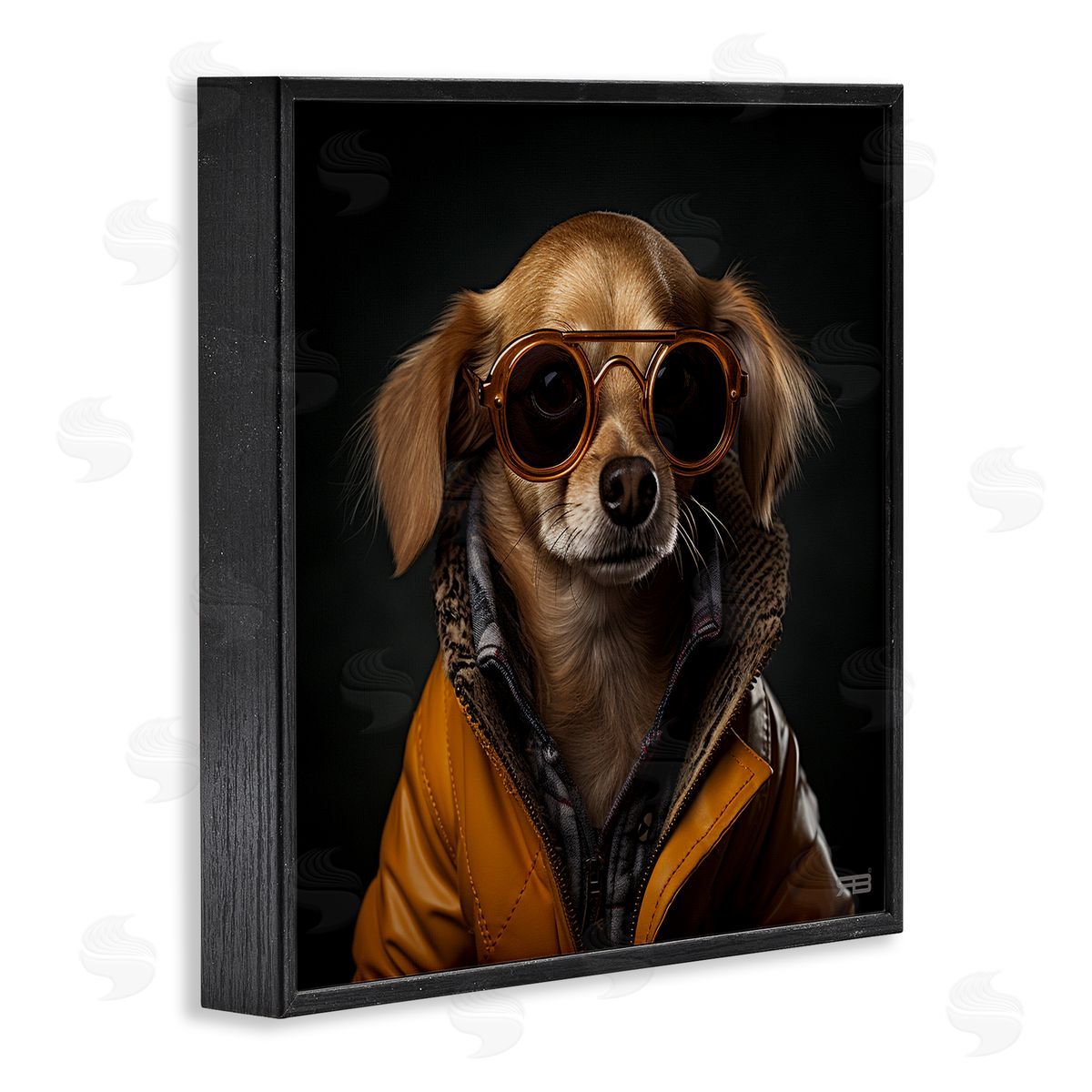 Stylish Dog on Black Black Frame Print Wall Art, Home Decor by Roozbeh Bahramali