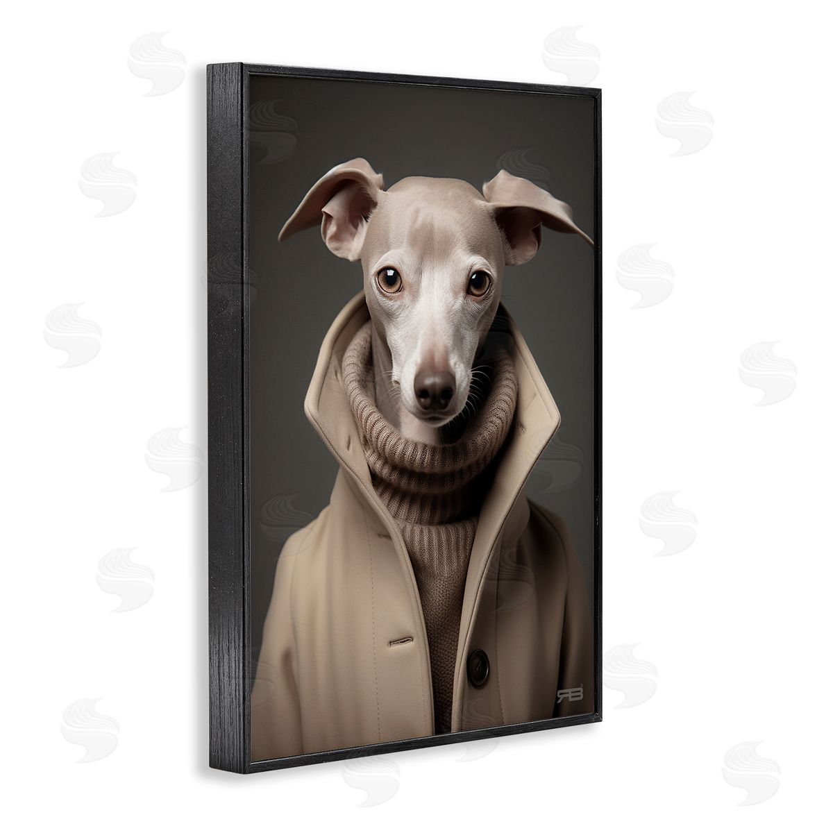 Chic Fashion Greyhound Black Frame Print Wall Art, Home Decor by Roozbeh Bahramali