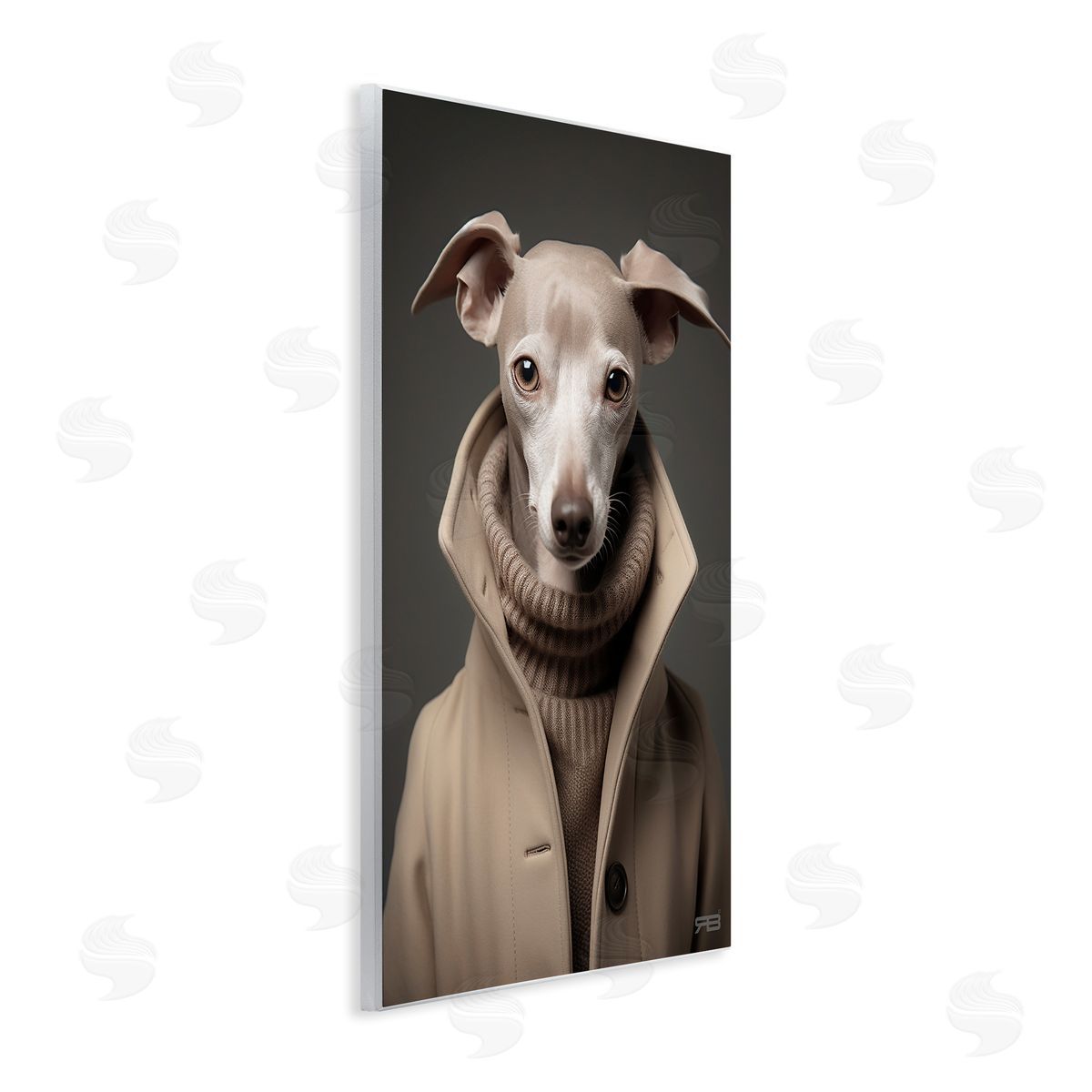 Chic Fashion Greyhound Wood Plaque Wall Art, Home Decor by Roozbeh Bahramali