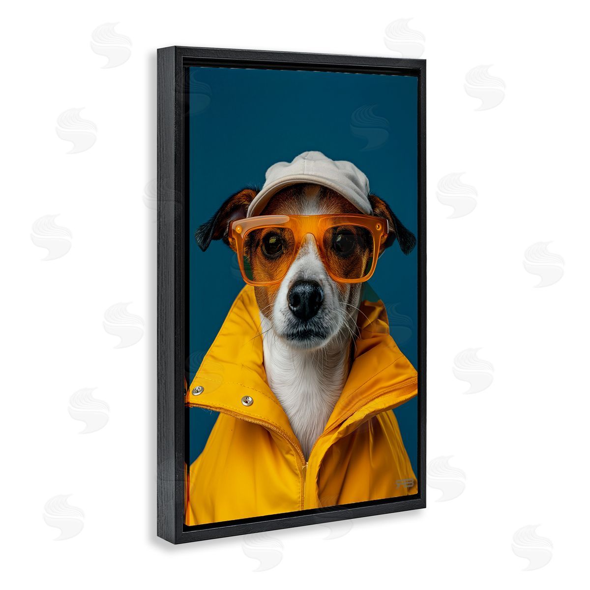 Trendy Dog Friend Black Floating Frame Canvas Wall Art, Home Decor by Roozbeh Bahramali