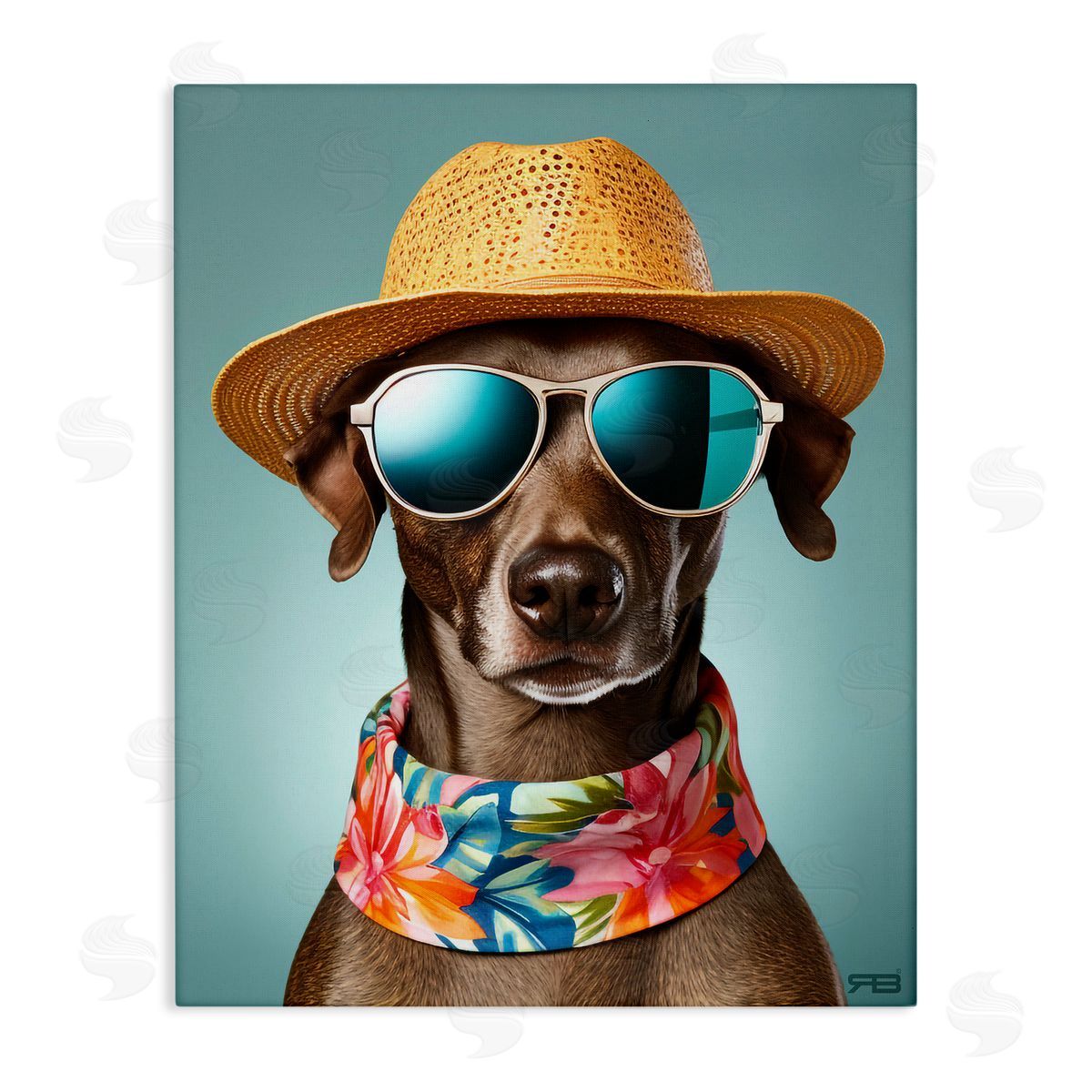 Beach Ready Pup Canvas Wall Art, Home Decor by Roozbeh Bahramali