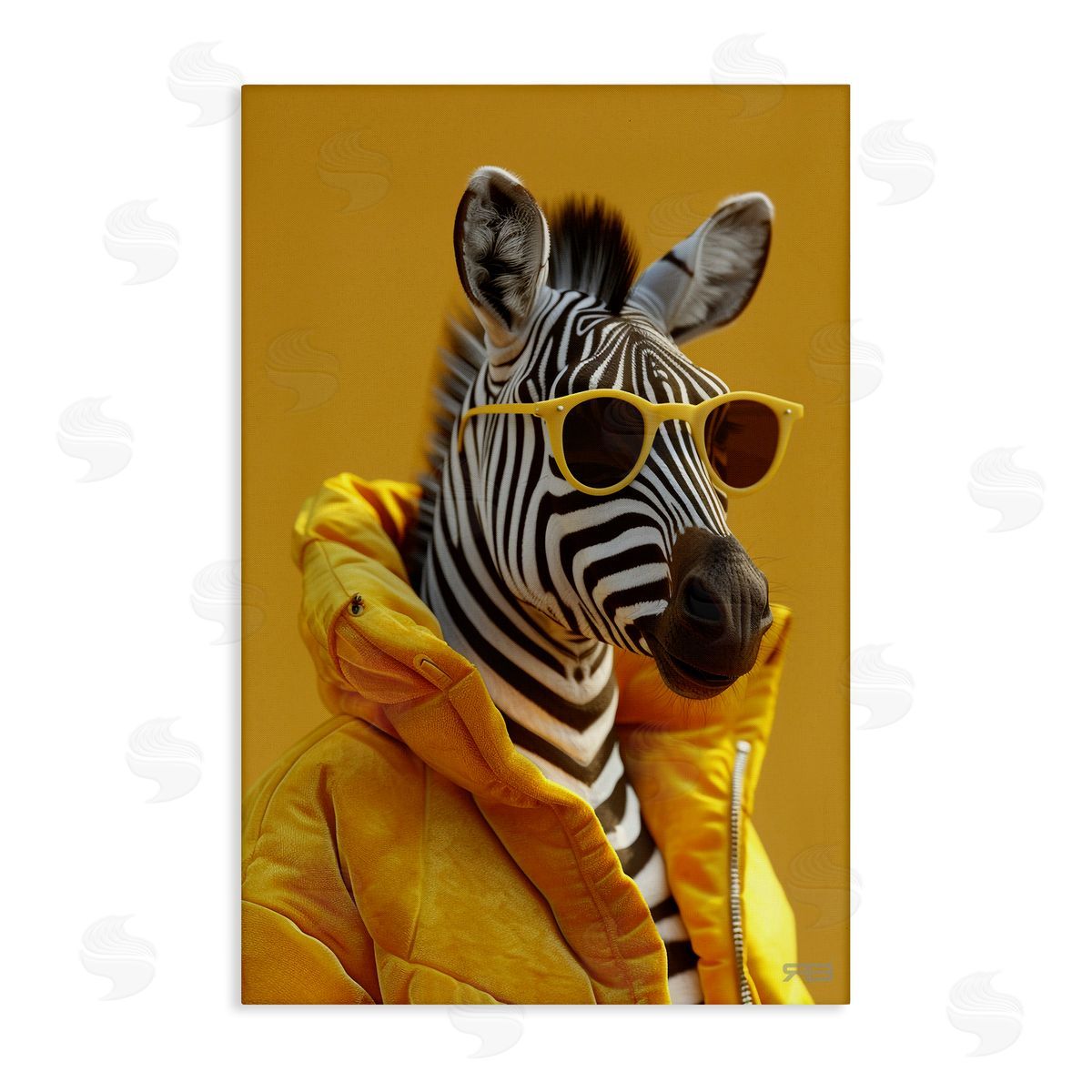 Bold Zebra in Yellow Canvas Wall Art, Home Decor by Roozbeh Bahramali