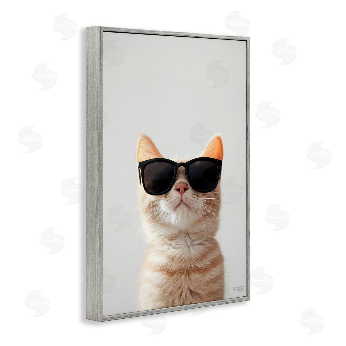 Cool Sunglasses Cat Grey Frame Print Wall Art, Home Decor by Roozbeh Bahramali