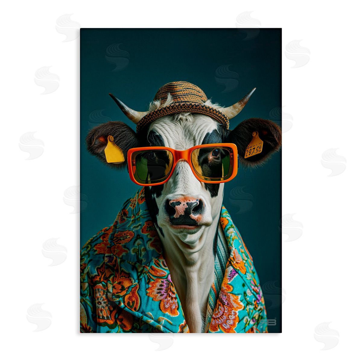 Cool Trendy Cow Canvas Wall Art, Home Decor by Roozbeh Bahramali