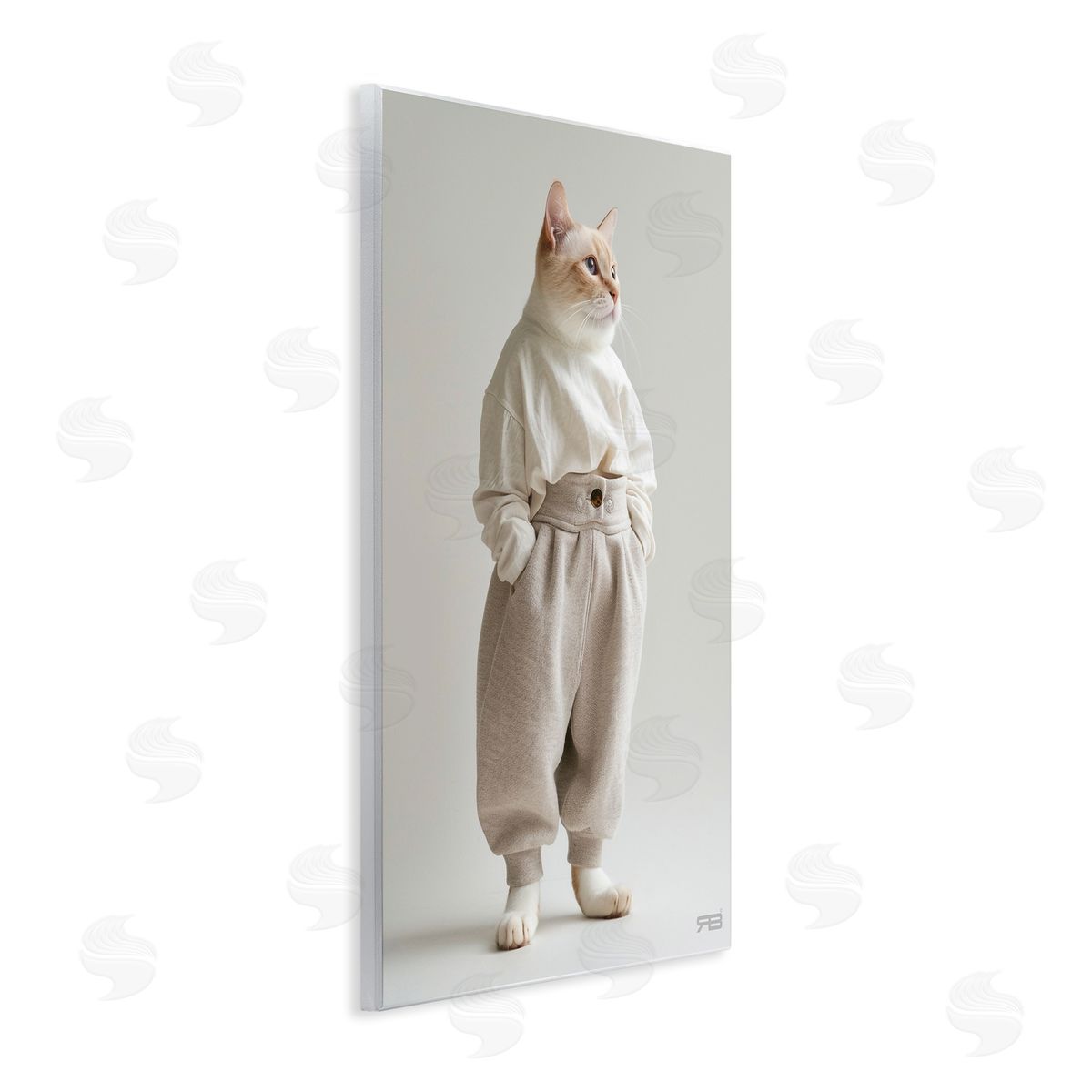 Trendy Fashion Cat Wood Plaque Wall Art, Home Decor by Roozbeh Bahramali