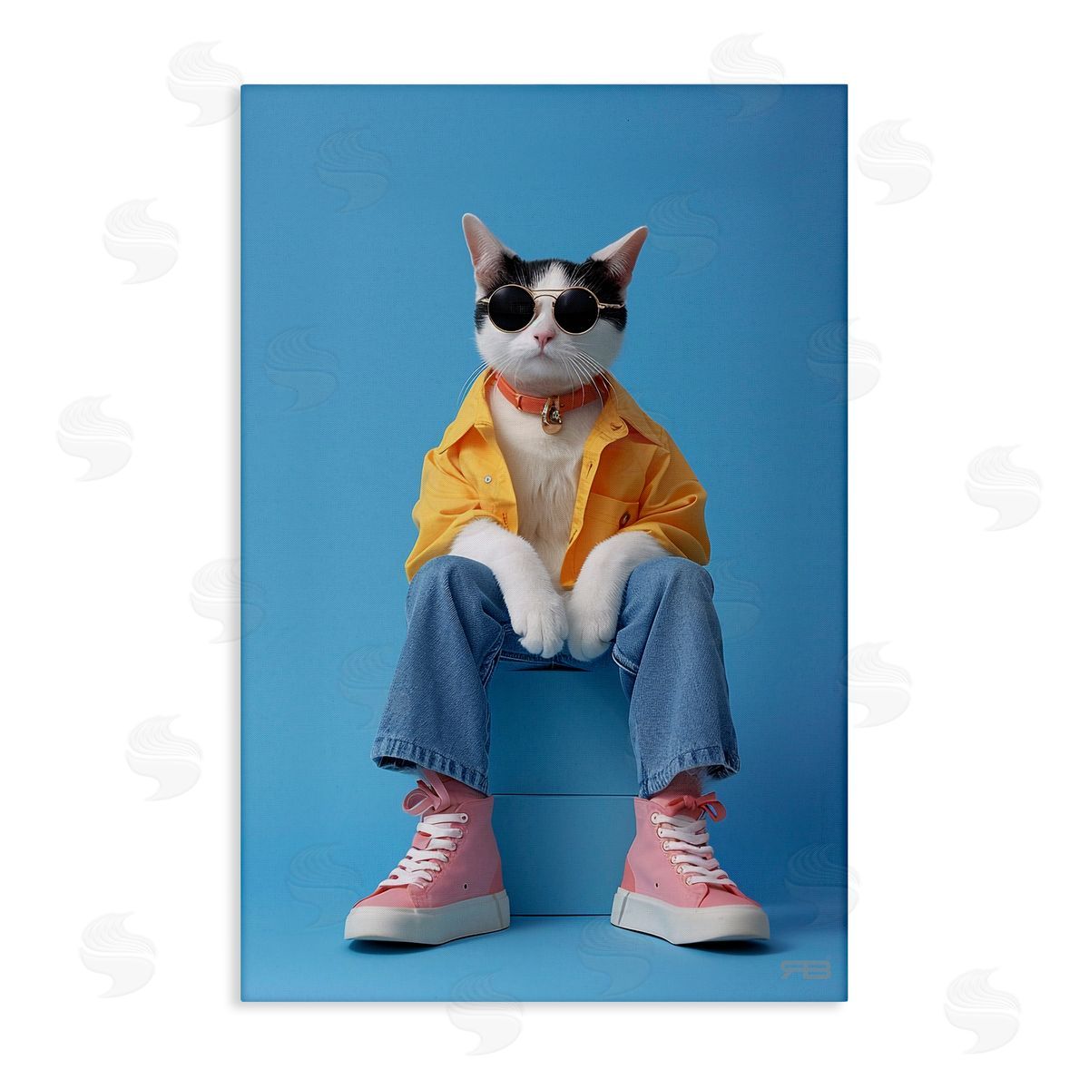 Urban Fashion Cat Canvas Wall Art, Home Decor by Roozbeh Bahramali