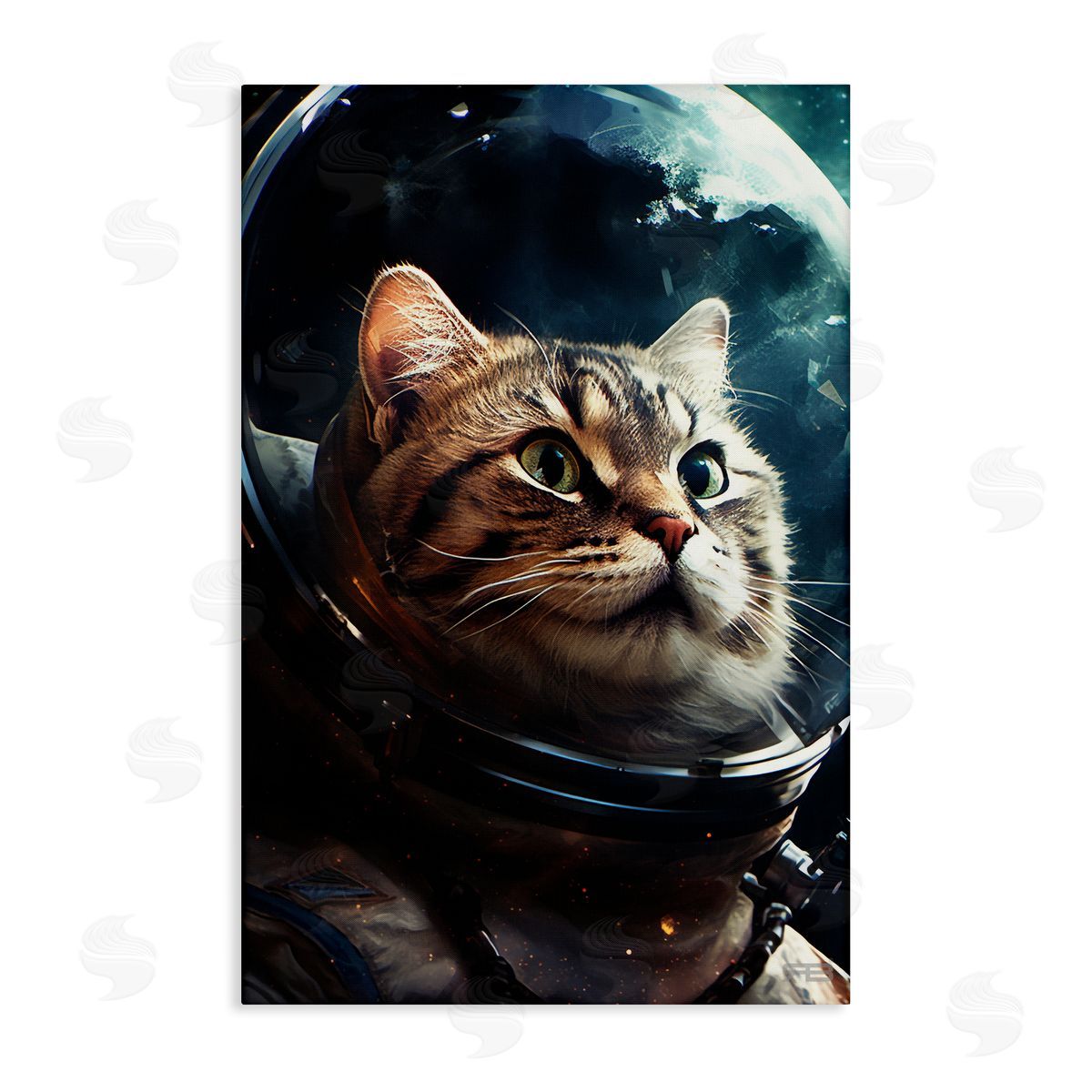 Amazed Astronaut Cat Canvas Wall Art, Home Decor by Roozbeh Bahramali