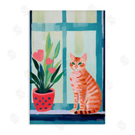Roozbeh Bahramali | Cat and Tulips in Windowsill
