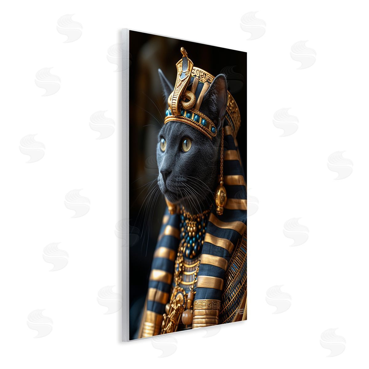 Egyptian Pharaoh Cat Wood Plaque Wall Art, Home Decor by Roozbeh Bahramali