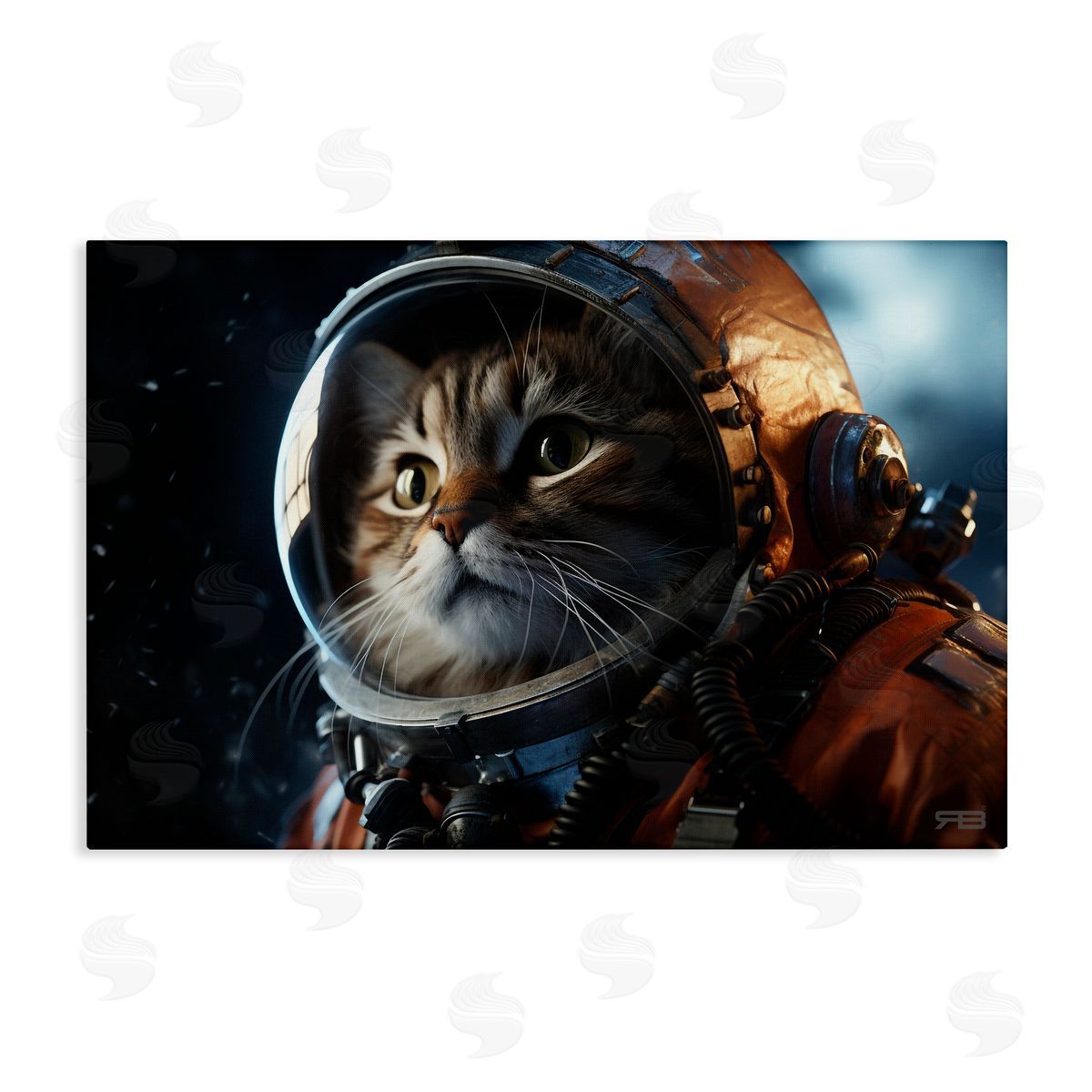 Astronaut Cat in Space Canvas Wall Art, Home Decor by Roozbeh Bahramali