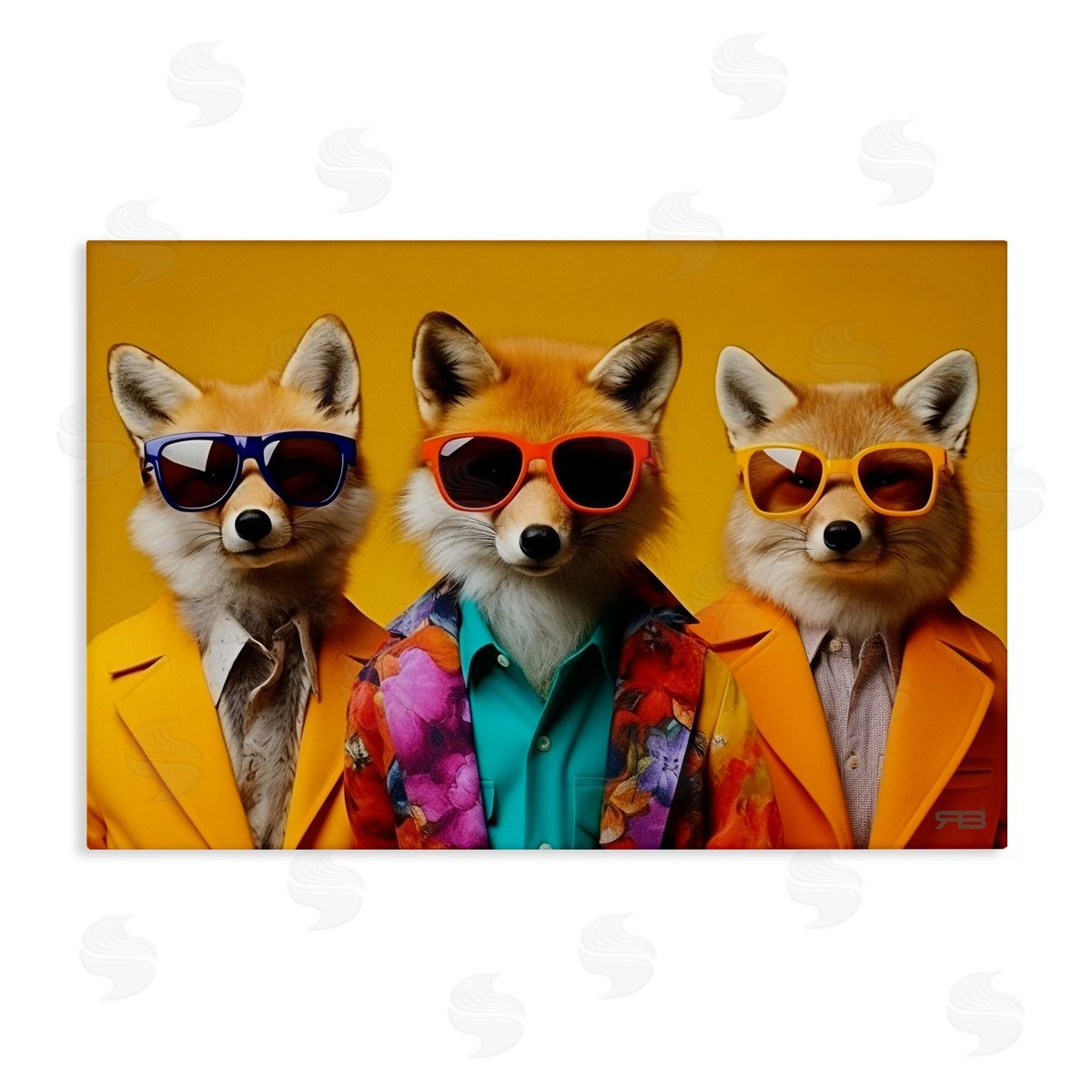 Stylish Fashion Foxes Canvas Wall Art, Home Decor by Roozbeh Bahramali