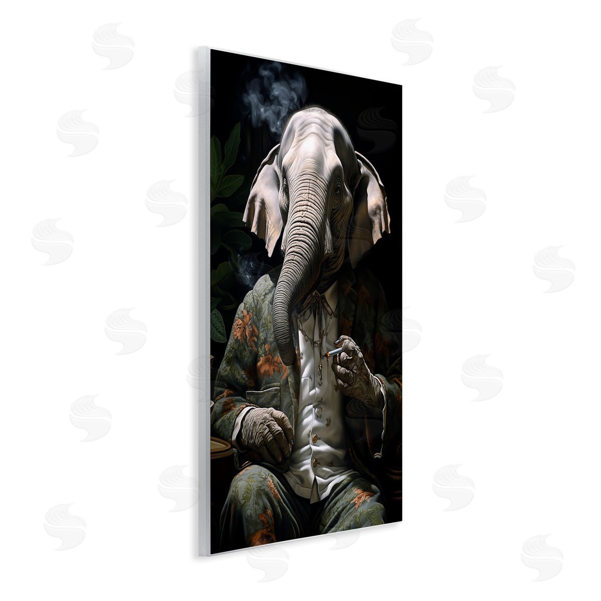 Elephant Smoking Cigarette Wood Plaque Wall Art, Home Decor by r3darch0n