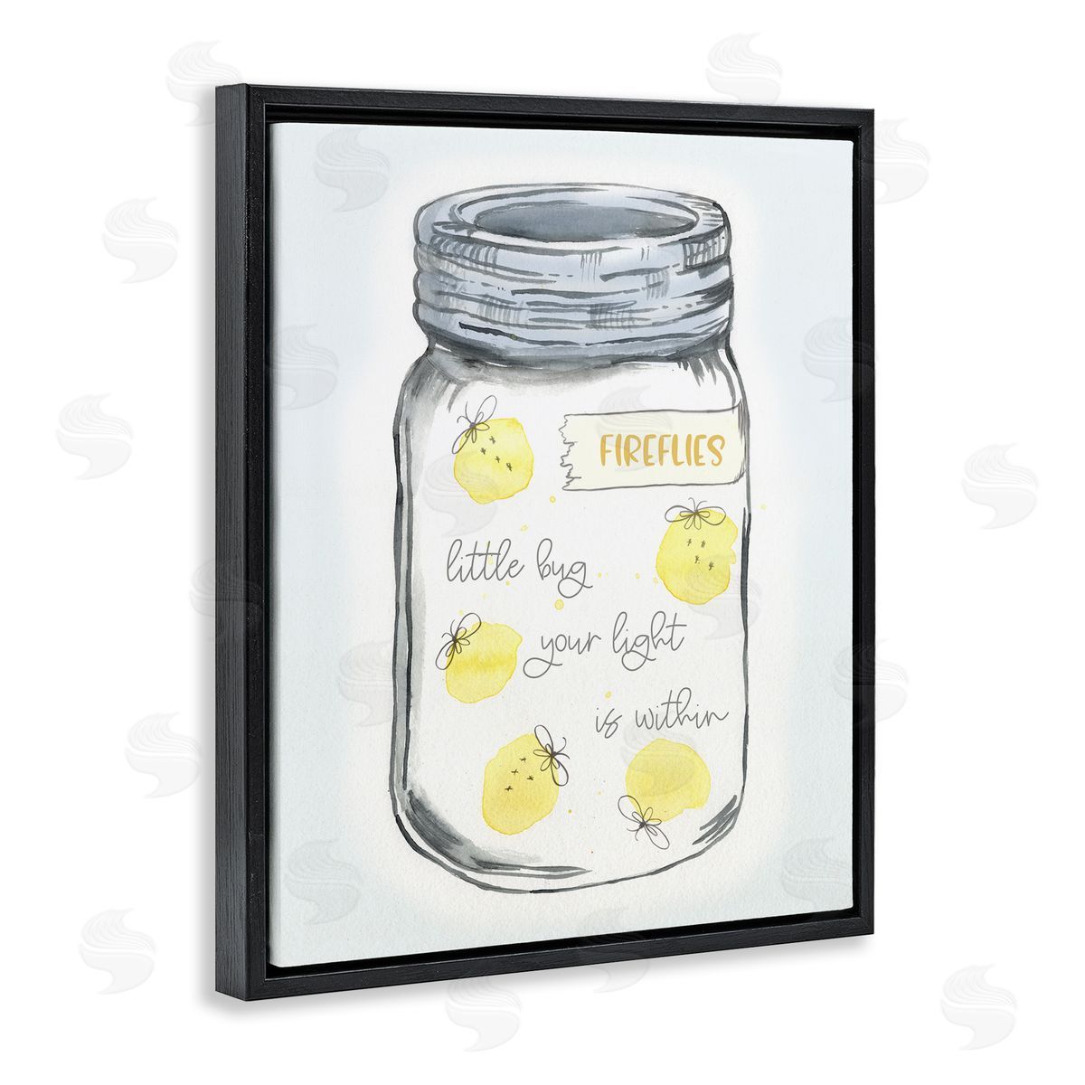 Firefly Light Phrase Black Floating Frame Canvas Wall Art, Home Decor by Connie Resch