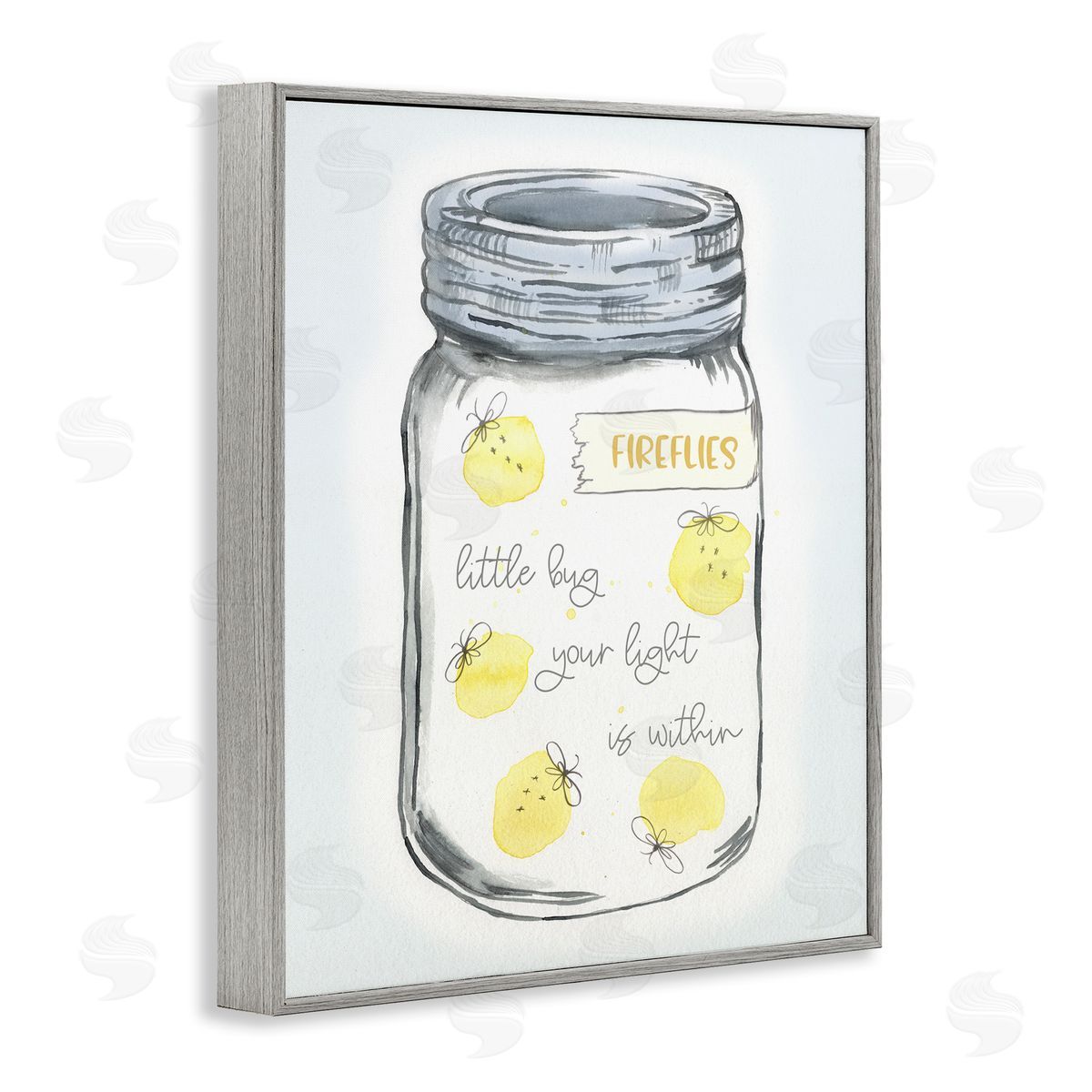 Firefly Light Phrase Grey Frame Print Wall Art, Home Decor by Connie Resch