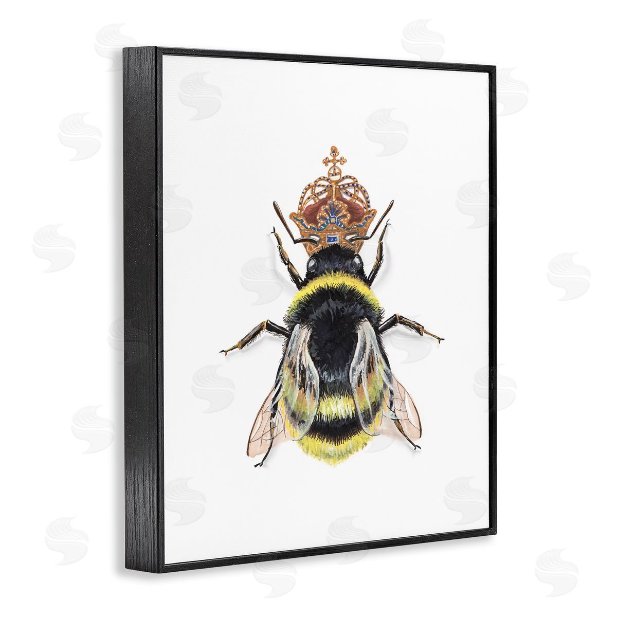 Queen Bee with Crown Black Frame Print Wall Art, Home Decor by Connie Resch