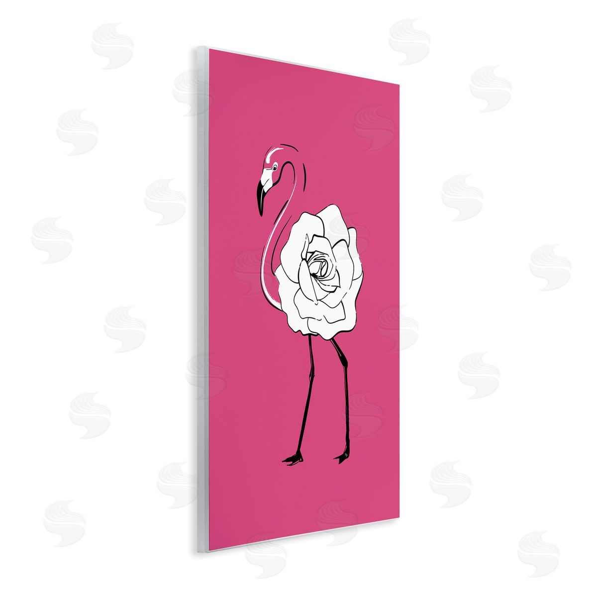 Rose Blossom Flamingo Wood Plaque Wall Art, Home Decor by Martina Pavlova