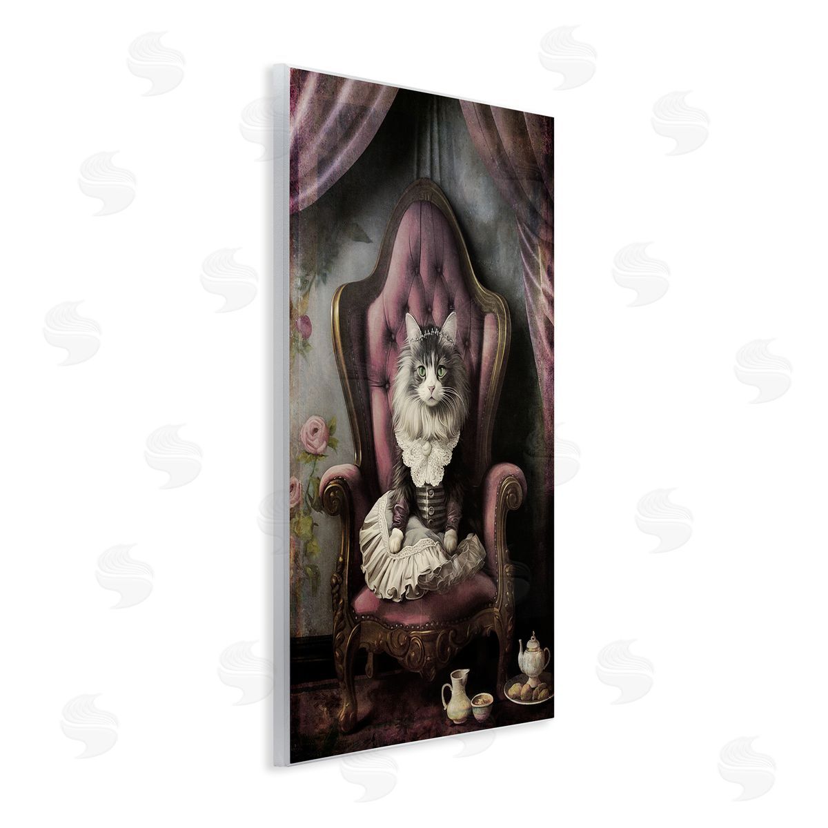Royal Cat and Tea Wood Plaque Wall Art, Home Decor by Sasha