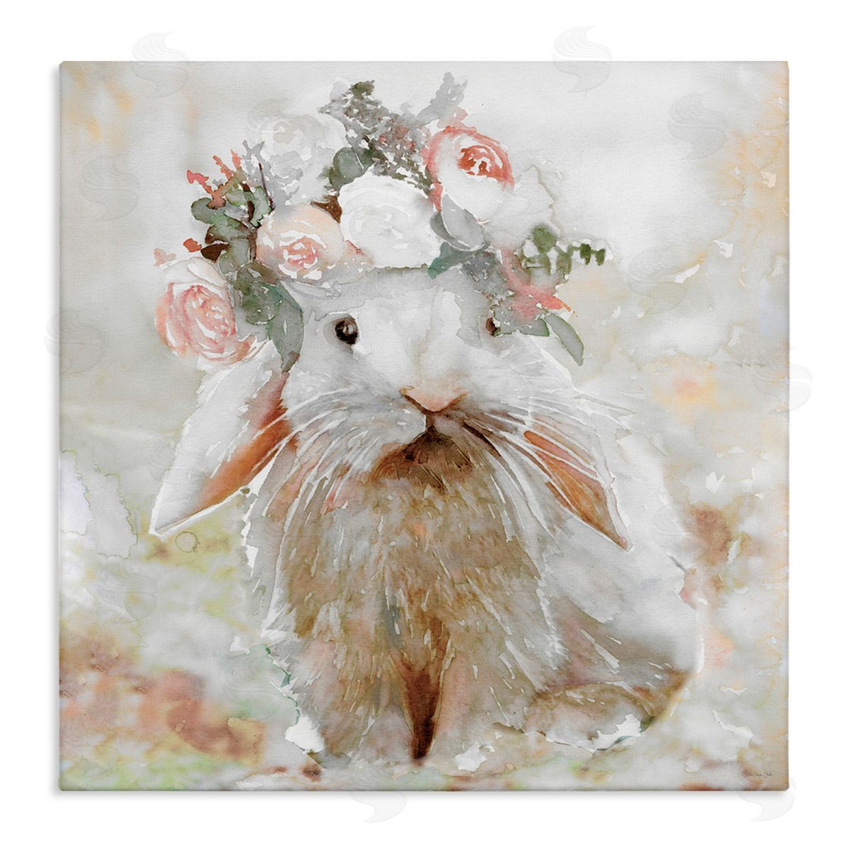 Spring Floral Bunny Canvas Wall Art, Home Decor by Stellar Design Studio