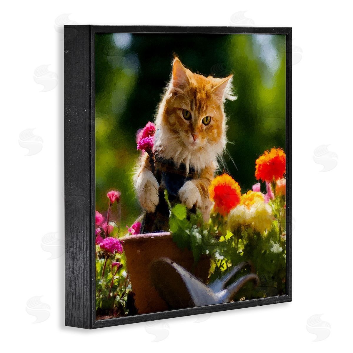 Spring Gardener Kitten Black Frame Print Wall Art, Home Decor by Sean Parnell