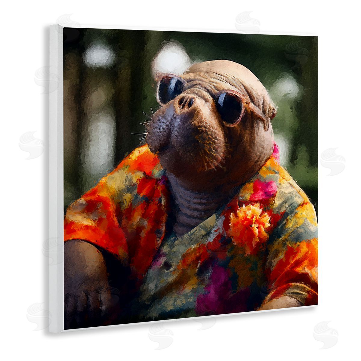 Manatee with Aloha Shirt Wood Plaque Wall Art, Home Decor by Sean Parnell