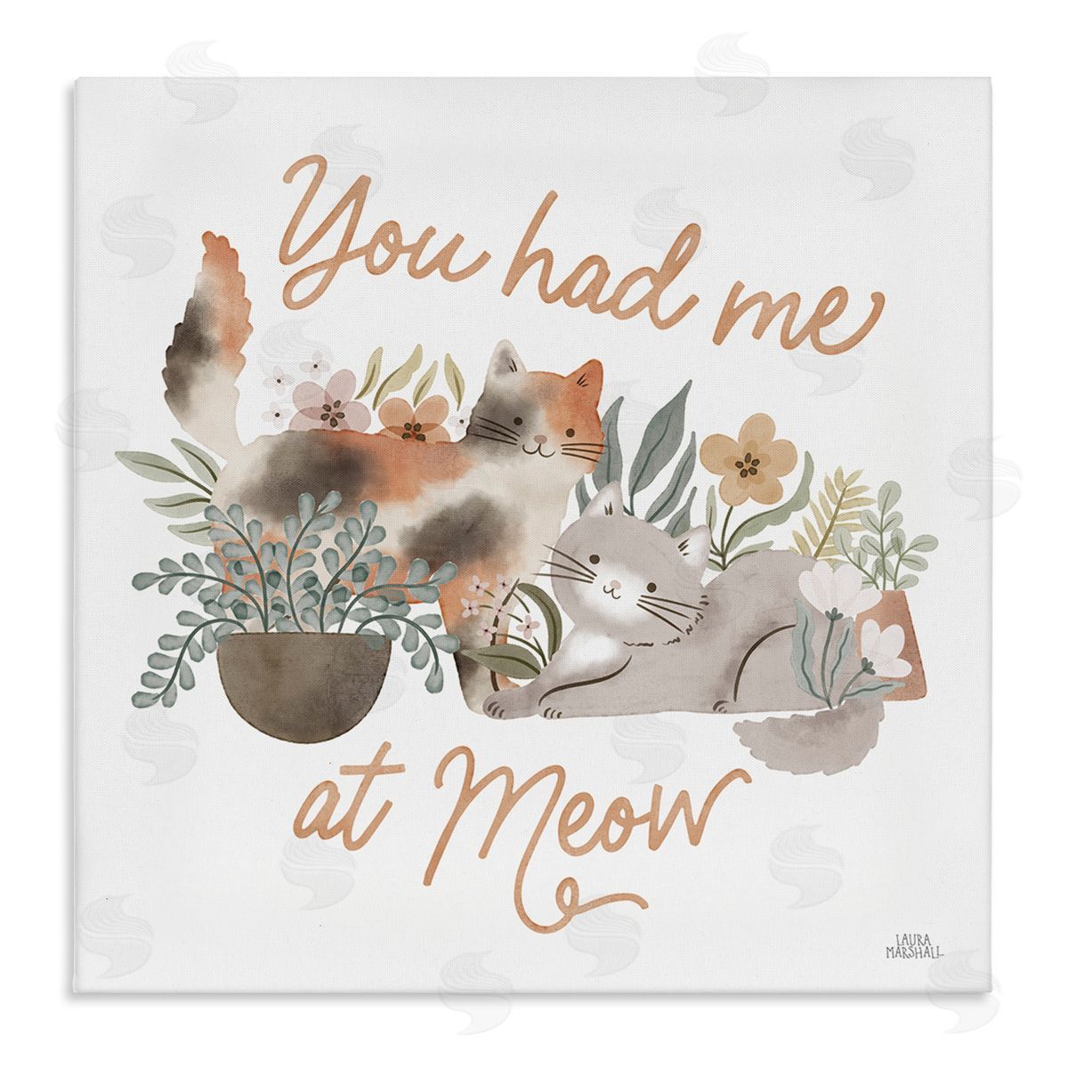 Meow Garden Friends Canvas Wall Art, Home Decor by Laura Marshall