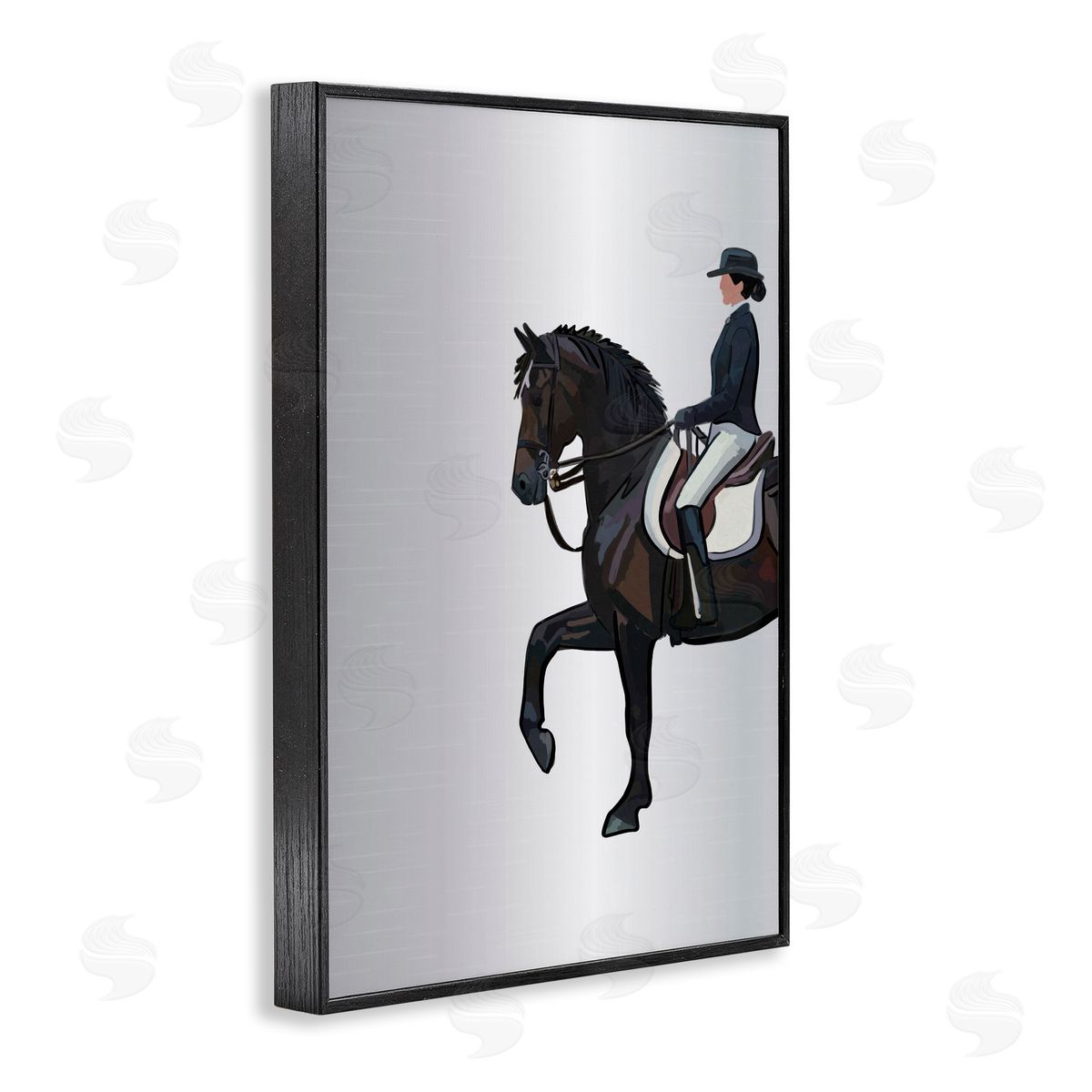 Equestrian Jockey and Horse Black Frame Print Wall Art, Home Decor by Amelia Noyes