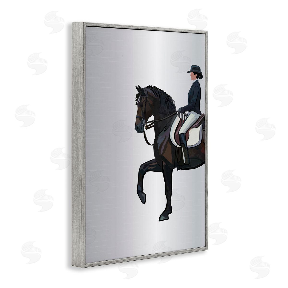 Equestrian Jockey and Horse Grey Frame Print Wall Art, Home Decor by Amelia Noyes