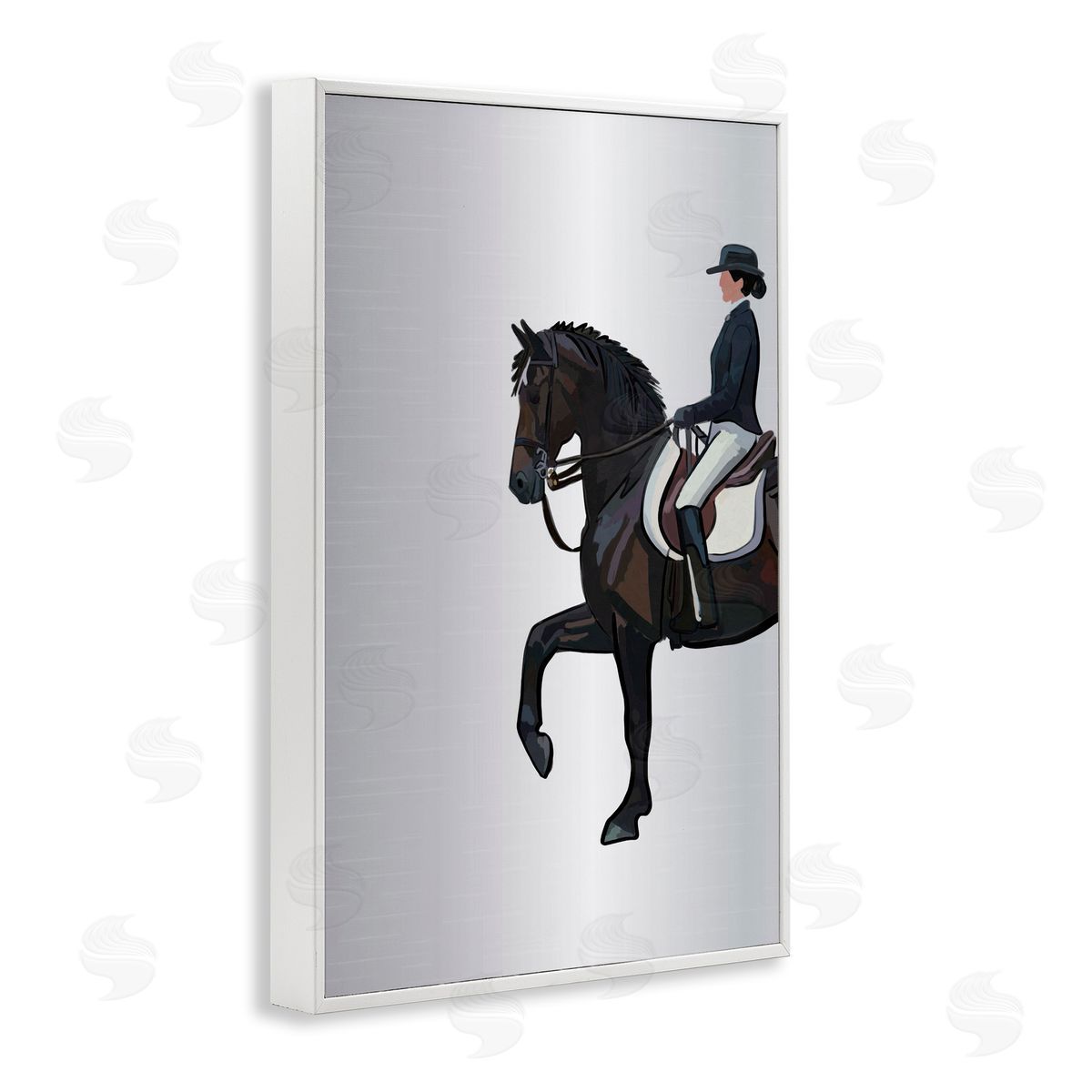 Equestrian Jockey and Horse White Frame Print Wall Art, Home Decor by Amelia Noyes