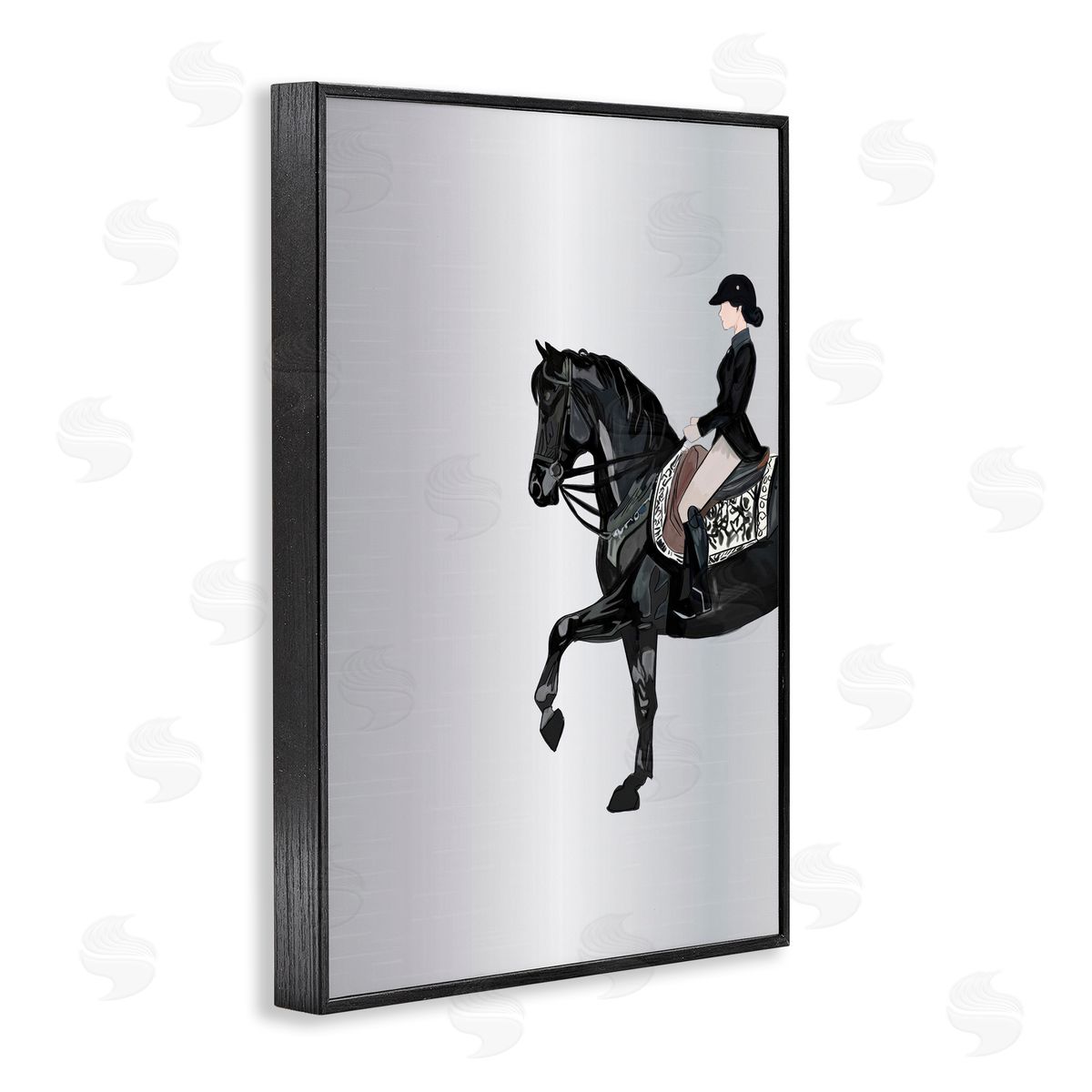 Silver Rider Jockey Black Frame Print Wall Art, Home Decor by Amelia Noyes