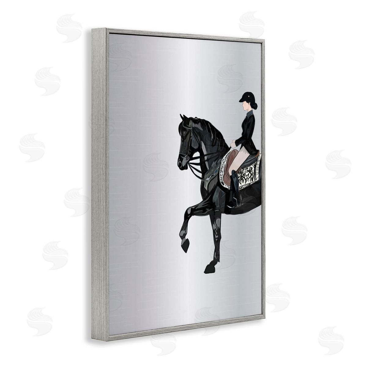 Silver Rider Jockey Grey Frame Print Wall Art, Home Decor by Amelia Noyes