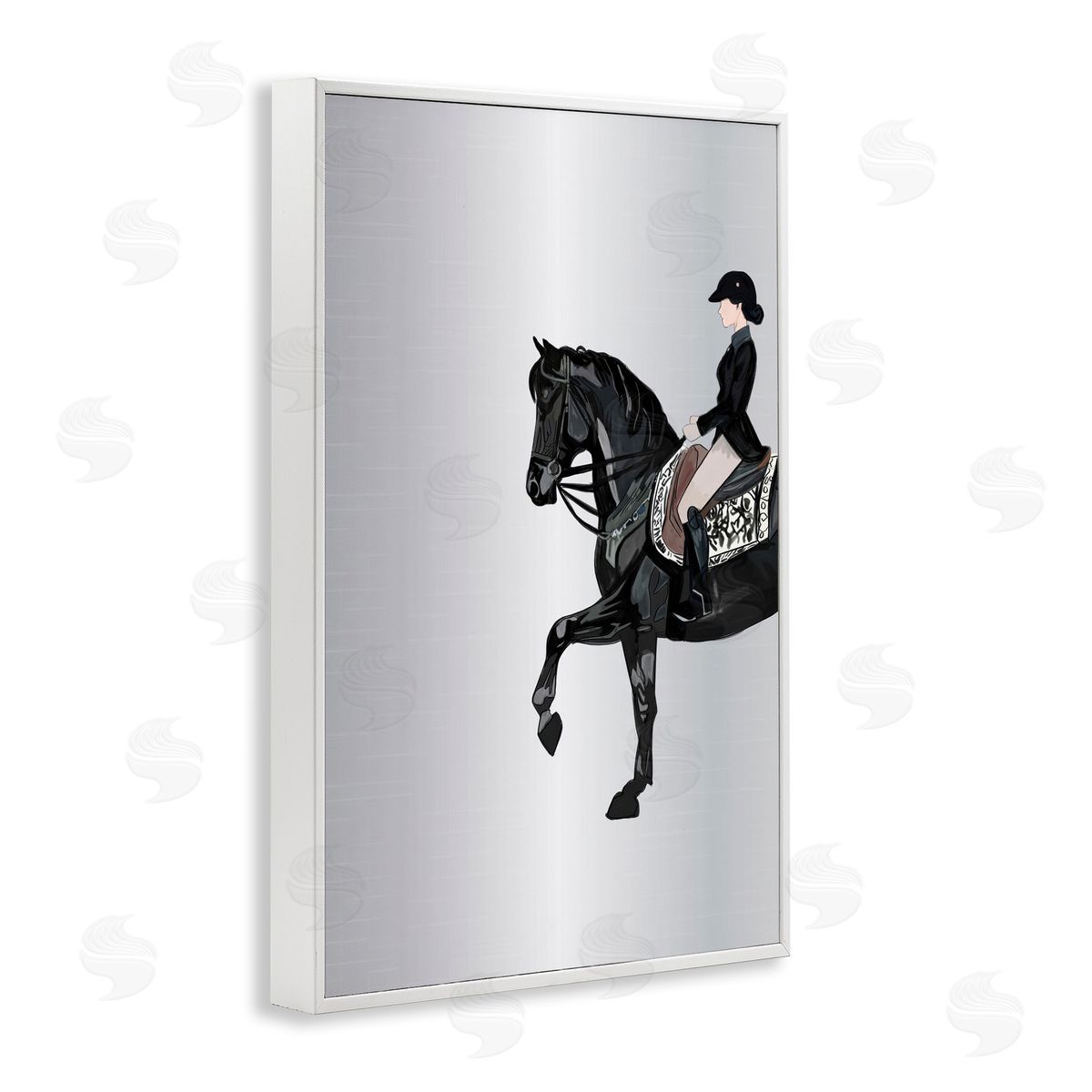 Silver Rider Jockey White Frame Print Wall Art, Home Decor by Amelia Noyes