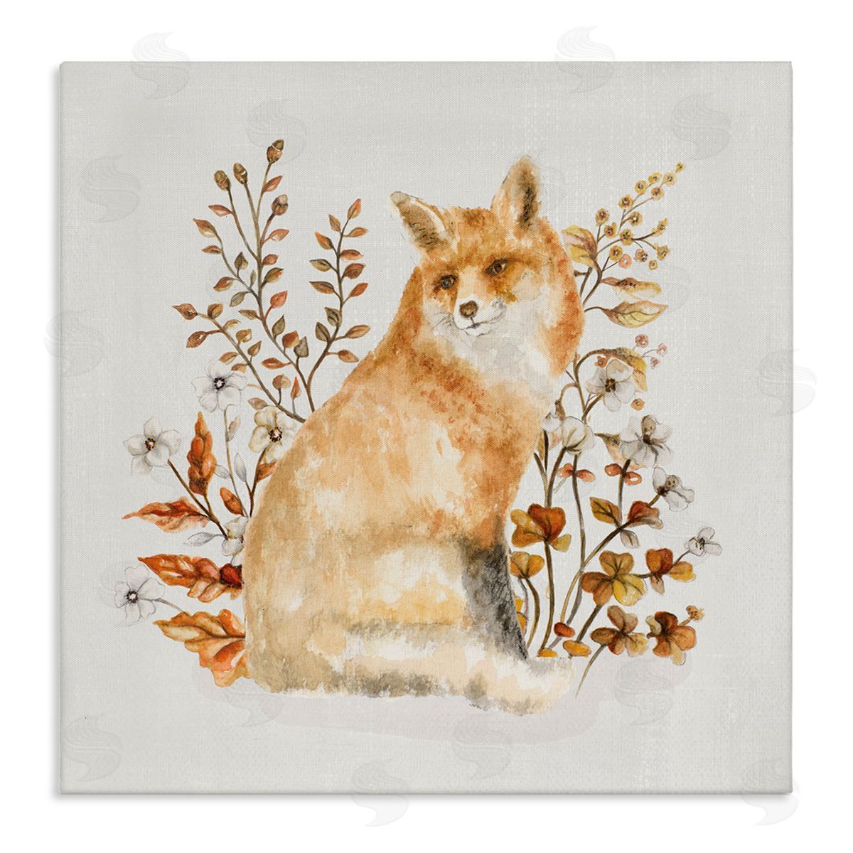Rustic Fox and Botanicals Canvas Wall Art, Home Decor by Janice Gaynor
