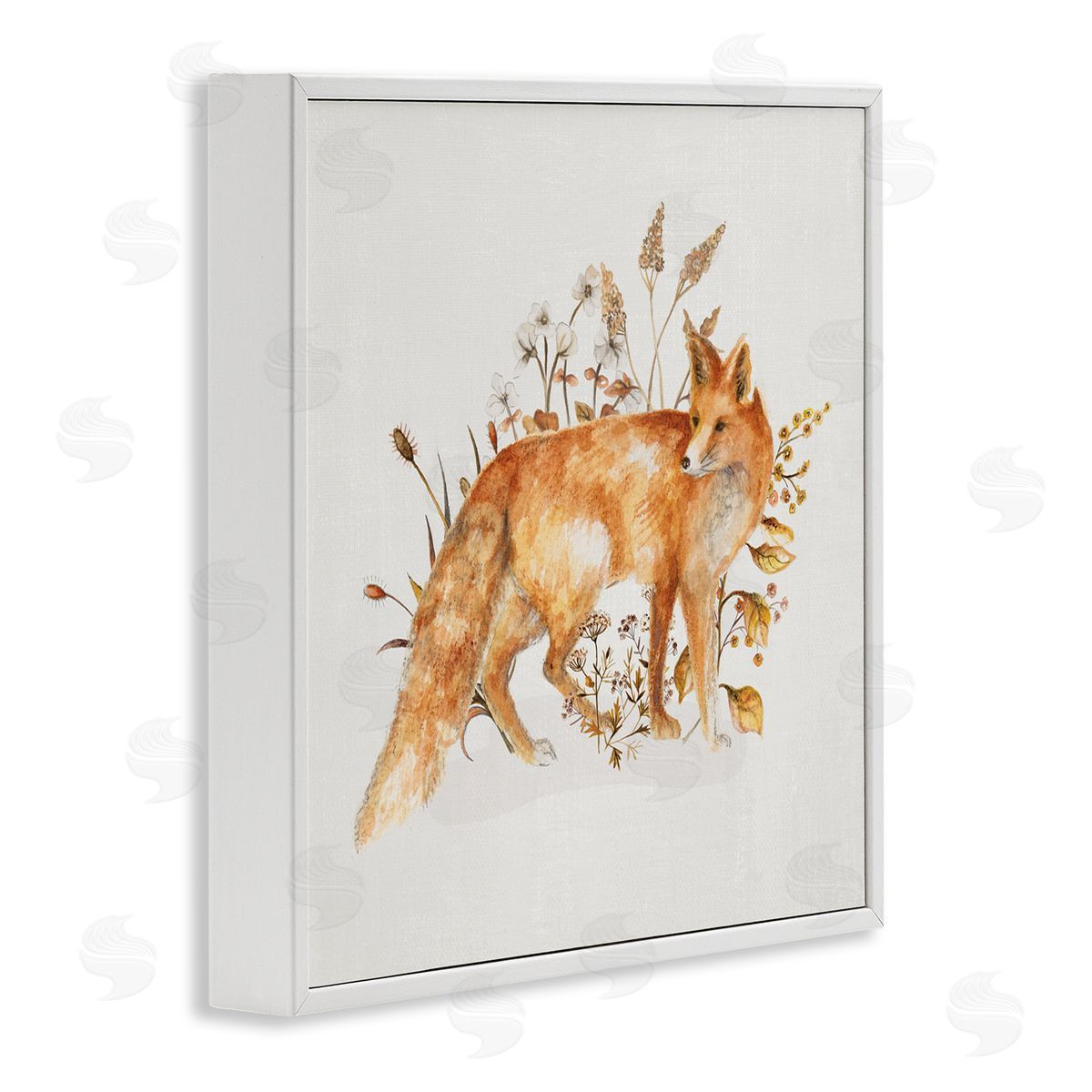 Forest Fox and Botanicals White Frame Print Wall Art, Home Decor by Janice Gaynor