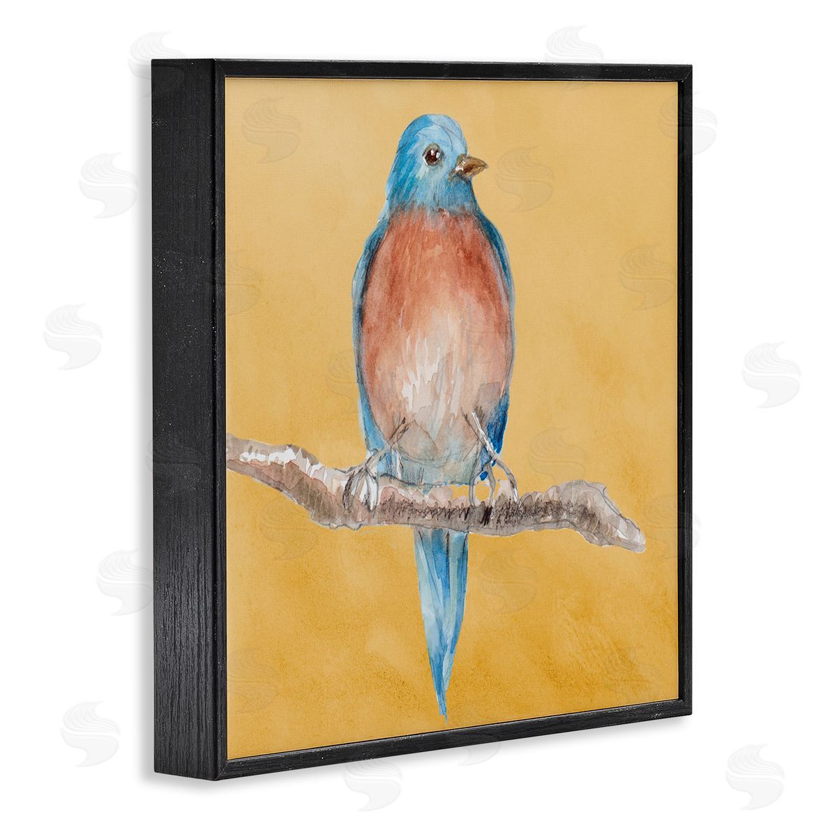 Traditional Bluebird Perched Black Frame Print Wall Art, Home Decor by Lanie Loreth