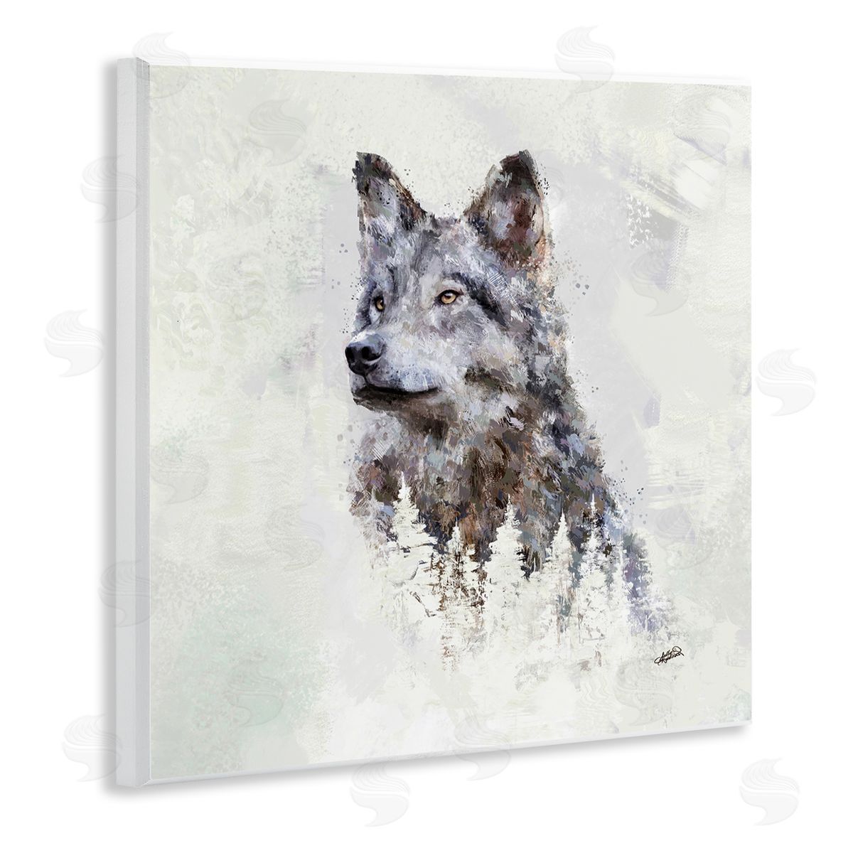 Rustic Wolf and Trees Wood Plaque Wall Art, Home Decor by Sally Kaye Barlow/Makaio Design