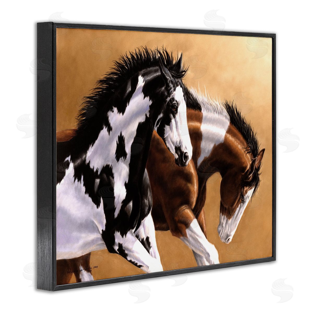 Wild and Free Mares Black Frame Print Wall Art, Home Decor by Victoria Schultz