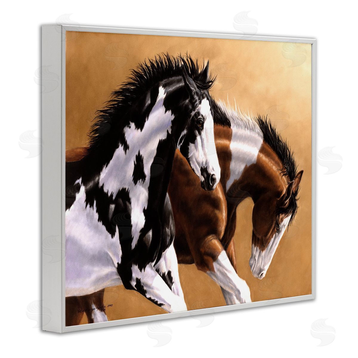 Wild and Free Mares White Frame Print Wall Art, Home Decor by Victoria Schultz