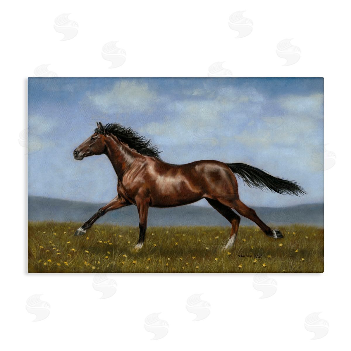 Brown Running Mare Canvas Wall Art, Home Decor by Victoria Schultz