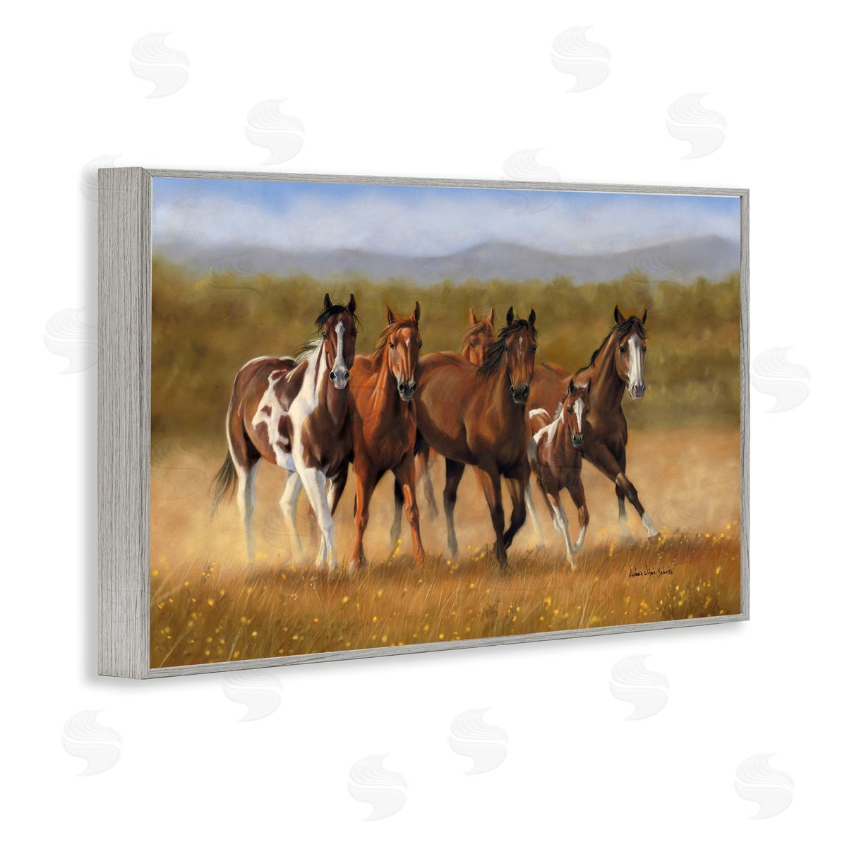Foal's First Run Grey Frame Print Wall Art, Home Decor by Victoria Schultz